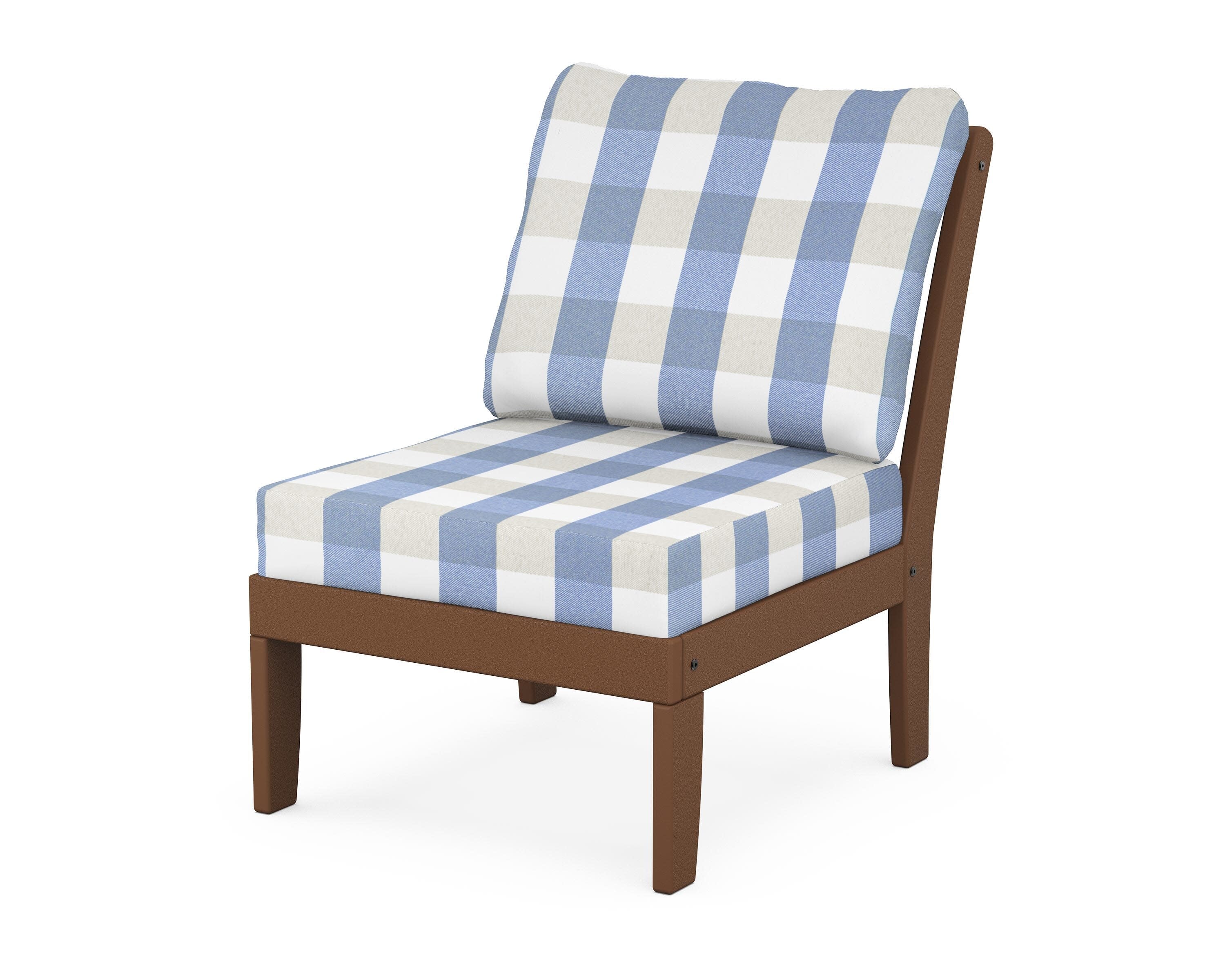 Yacht Club Modular Armless Chair in Tree House / Buffalo Plaid Sky Blue