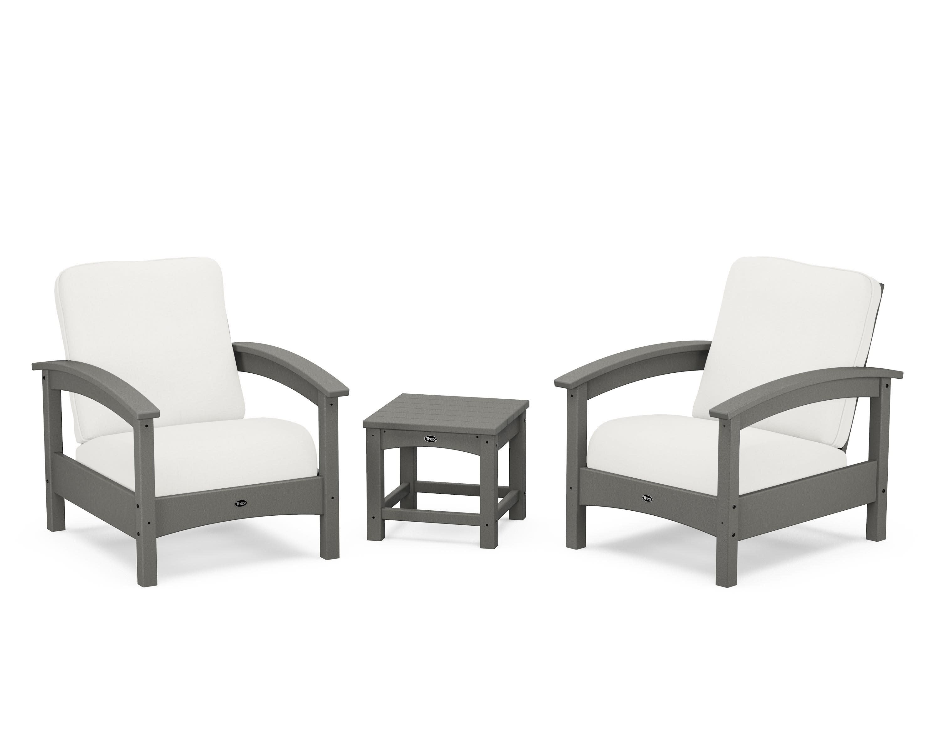 Rockport Club 3-Piece Deep Seating Conversation Set in Stepping Stone / Natural Linen