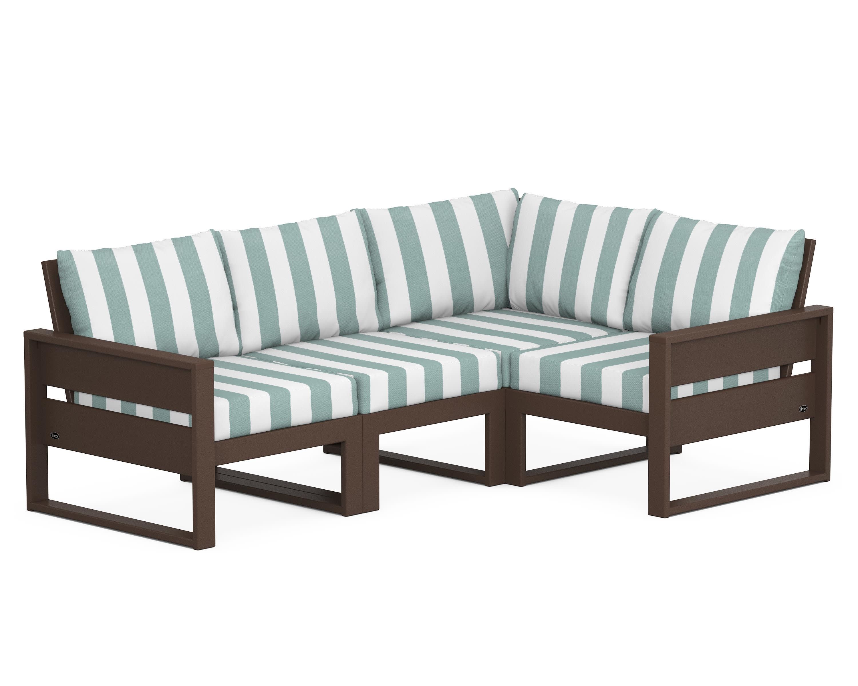 Eastport 4- Piece Sectional in Vintage Lantern / Cabana Stripe Glacier Spa