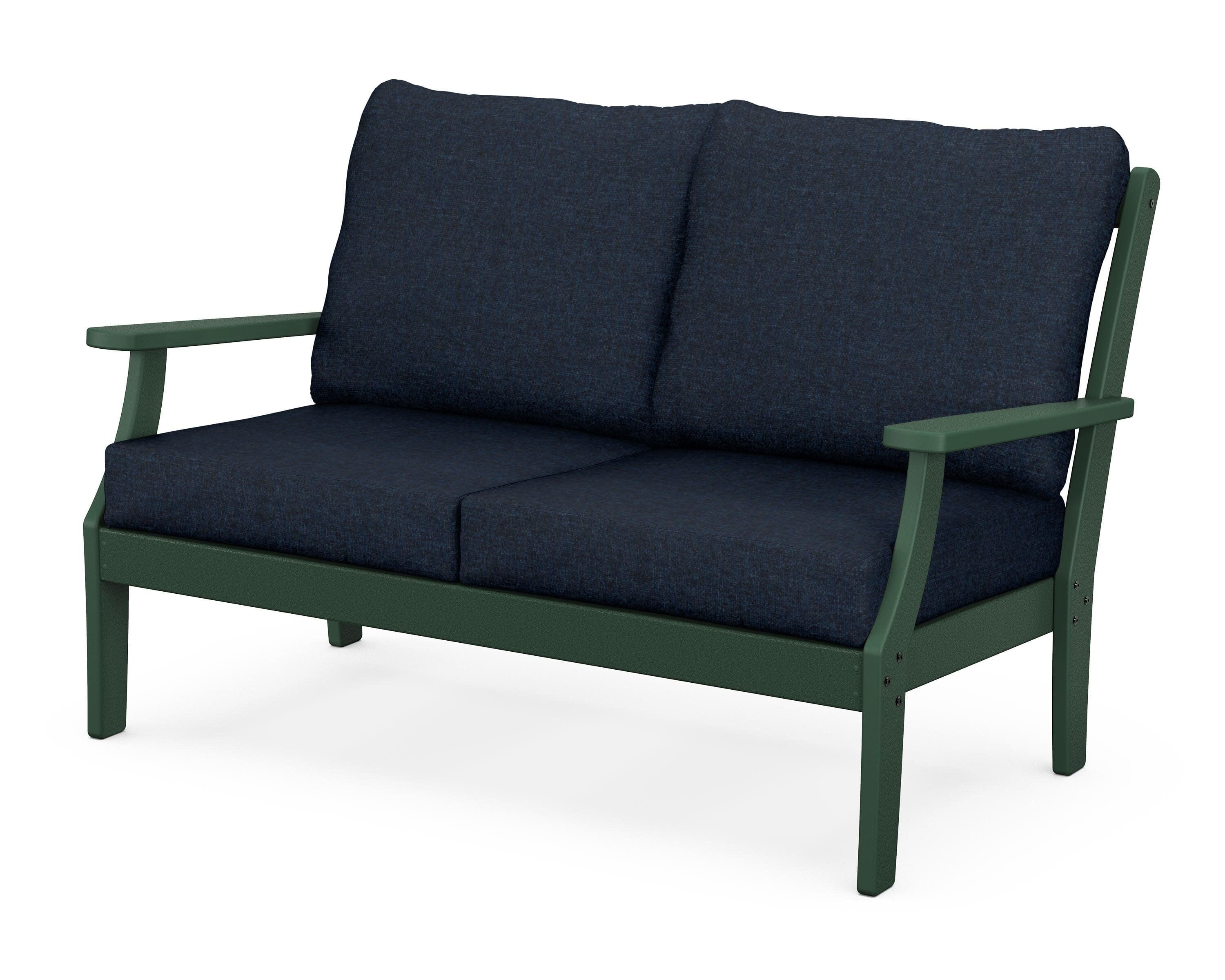 Yacht Club Deep Seating Loveseat in Rainforest Canopy / Marine Indigo