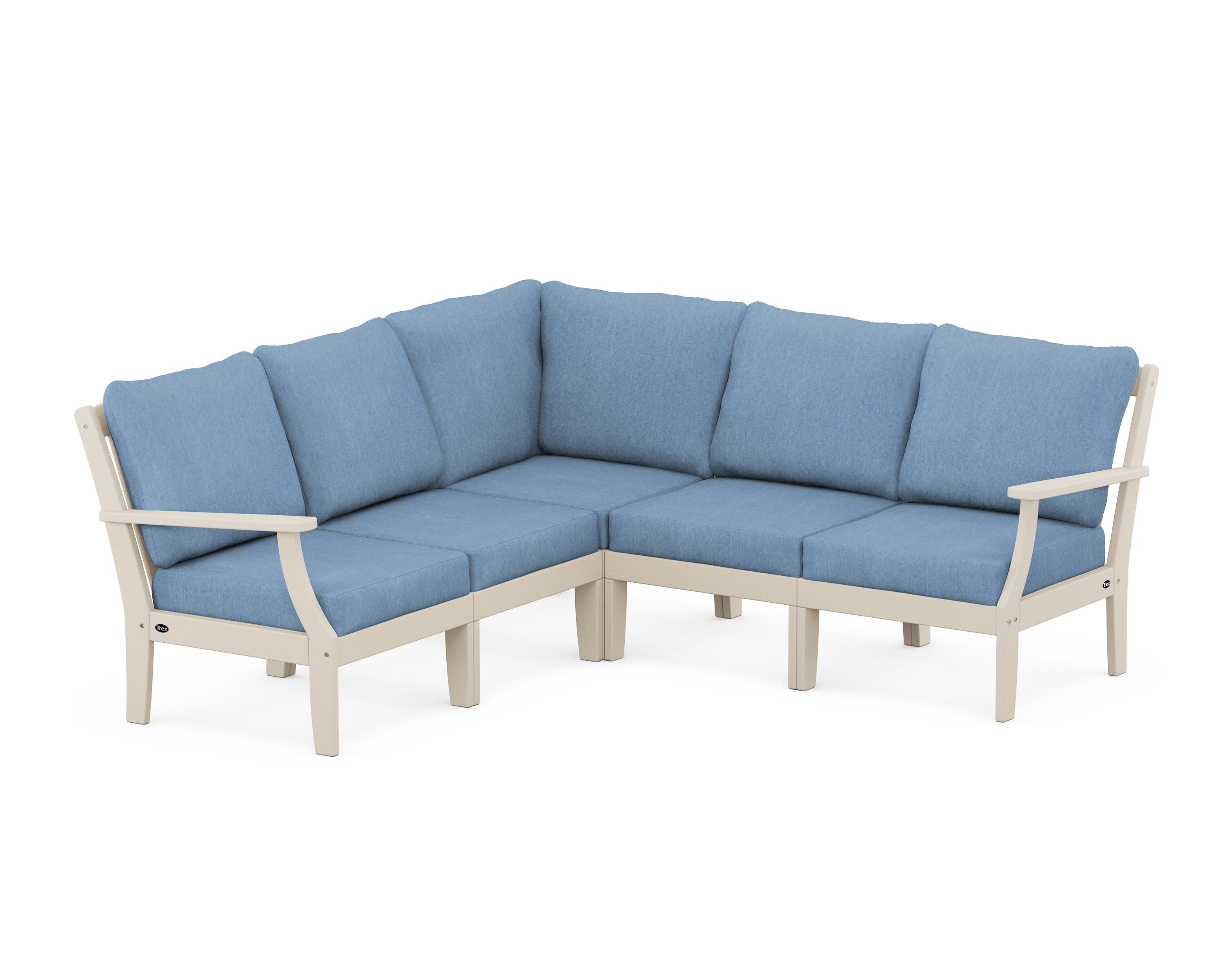 Yacht Club Modular 5-Piece Deep Seating Set in Sand Castle / Sky Blue