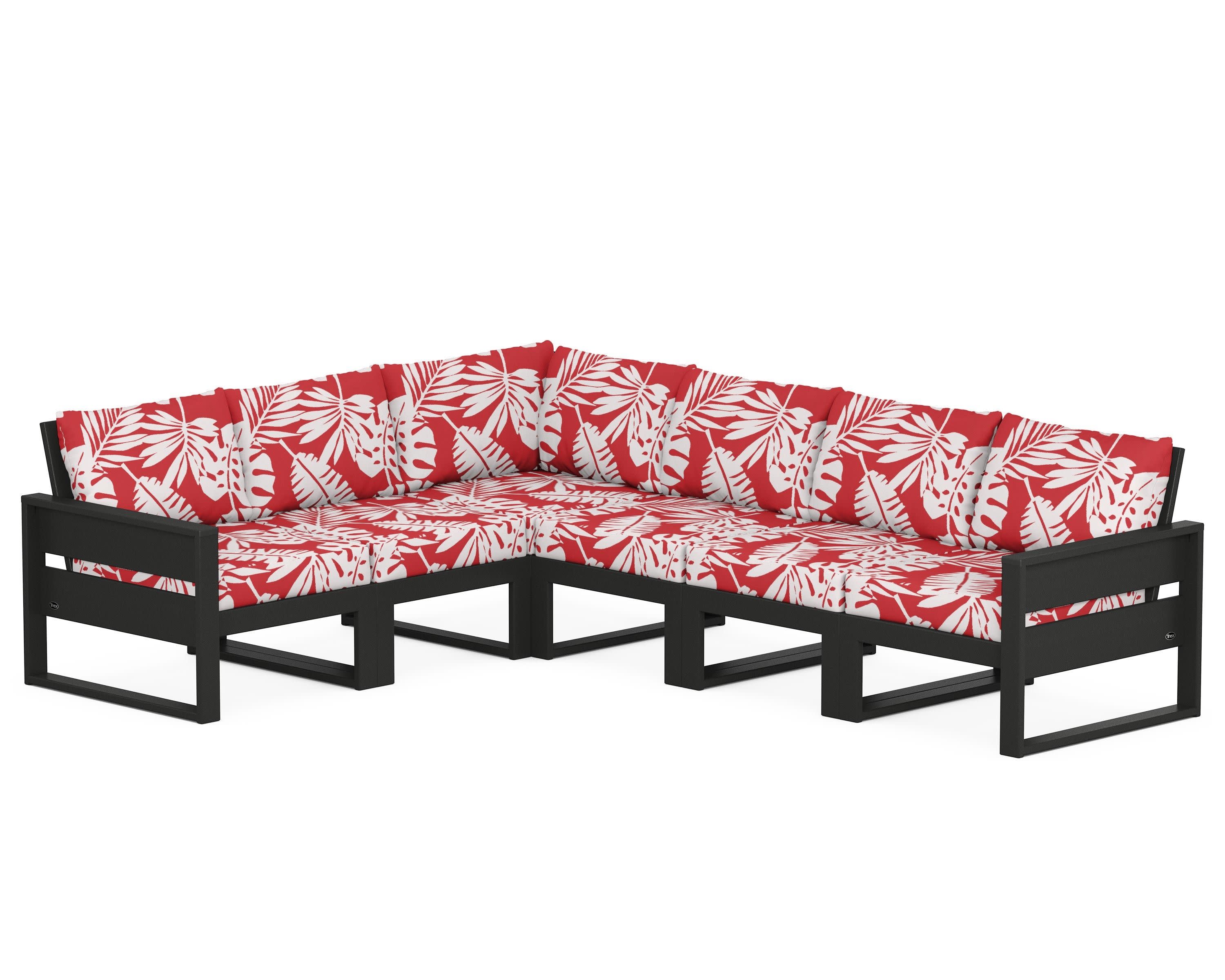 Eastport 6-Piece Sectional in Charcoal Black / Leaf Crimson