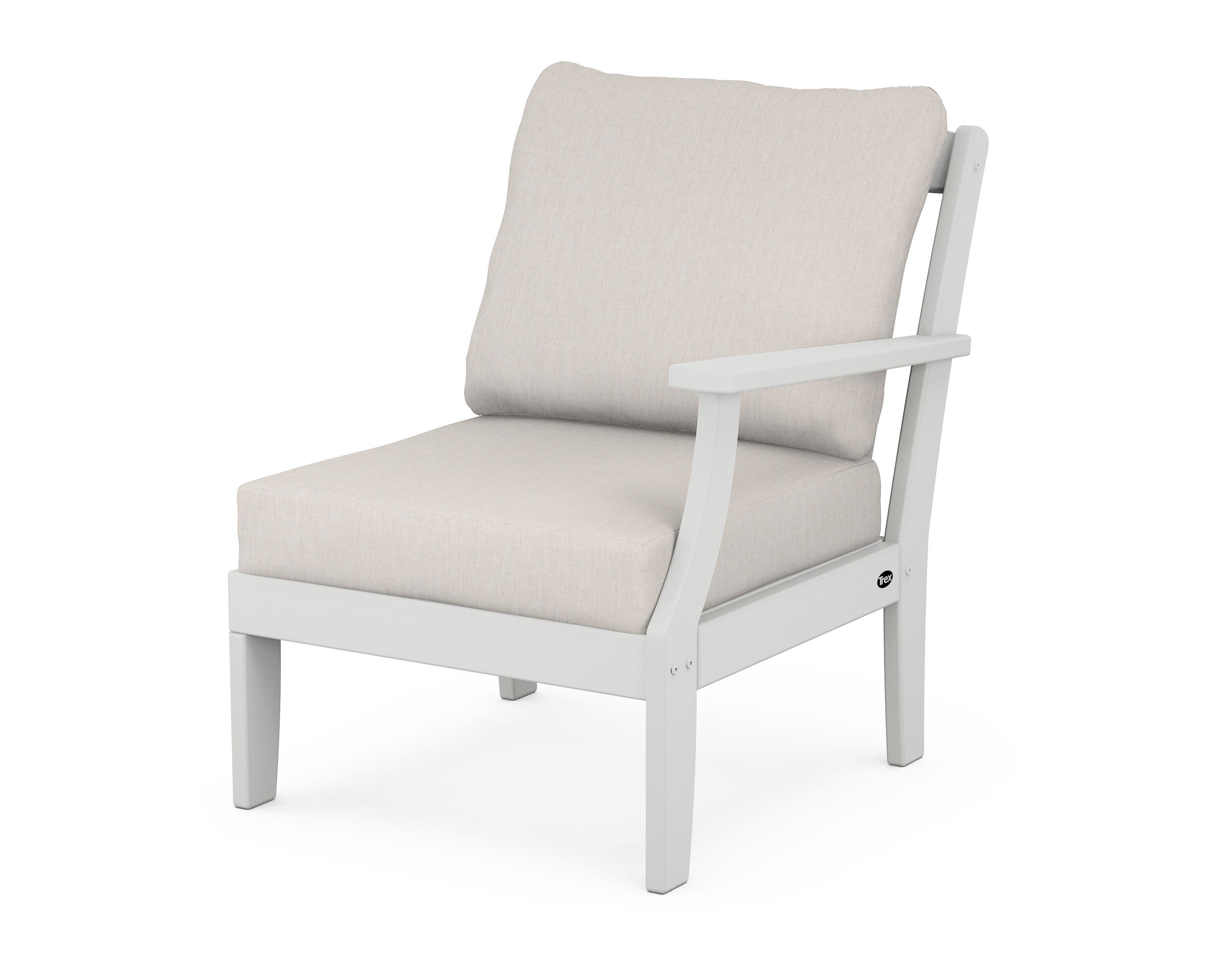 Yacht Club Modular Right Arm Chair in Classic White / Cast Ash