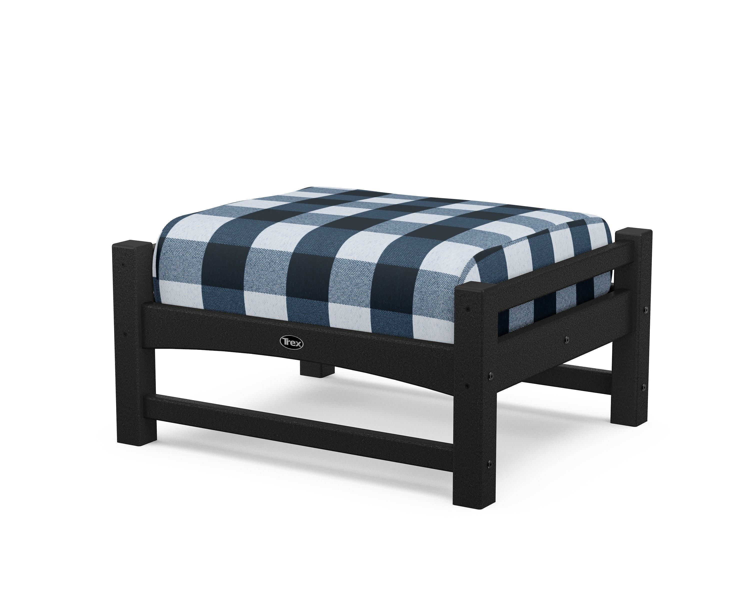 Rockport Club Ottoman in Charcoal Black / Buffalo Plaid Marine Indigo