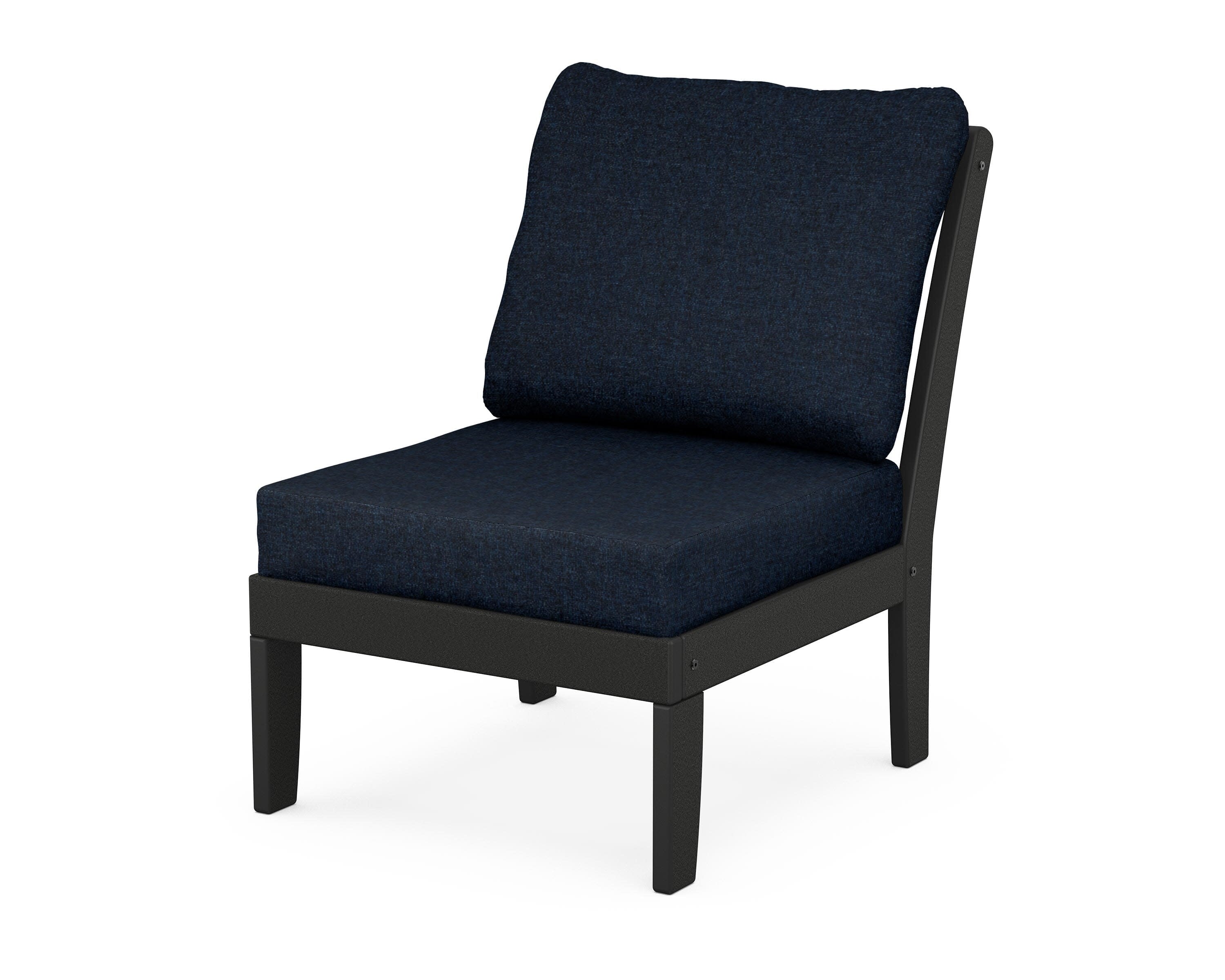 Yacht Club Modular Armless Chair in Charcoal Black / Marine Indigo