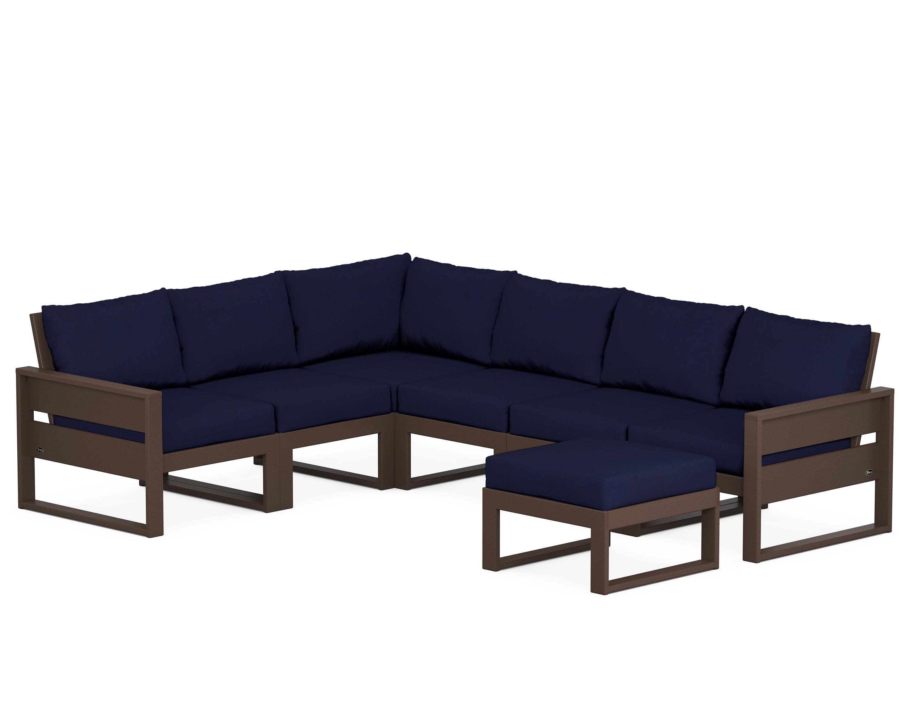 Eastport 6-Piece Sectional with Ottoman in Vintage Lantern / Navy