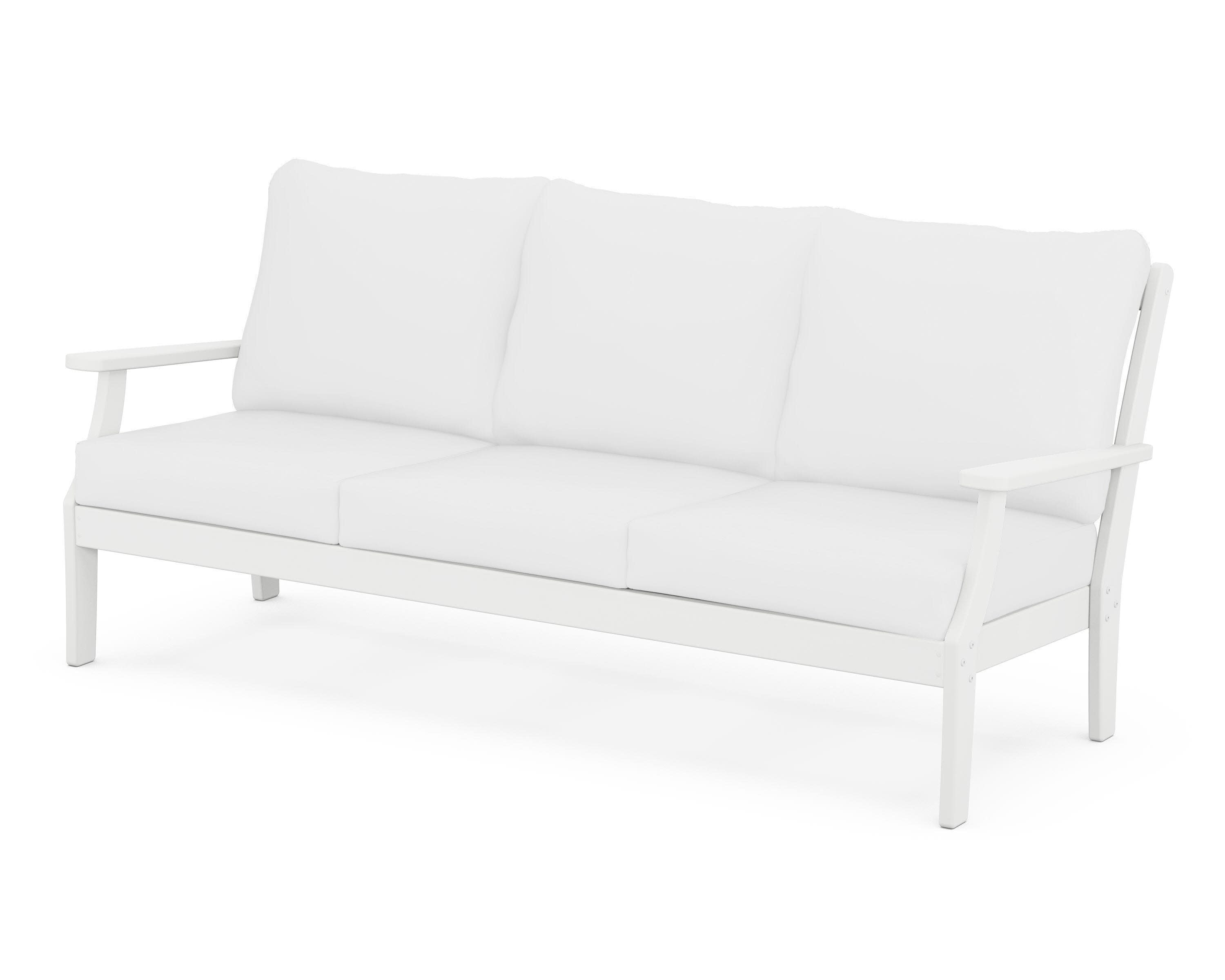 Yacht Club Deep Seating Sofa in Classic White / Natural