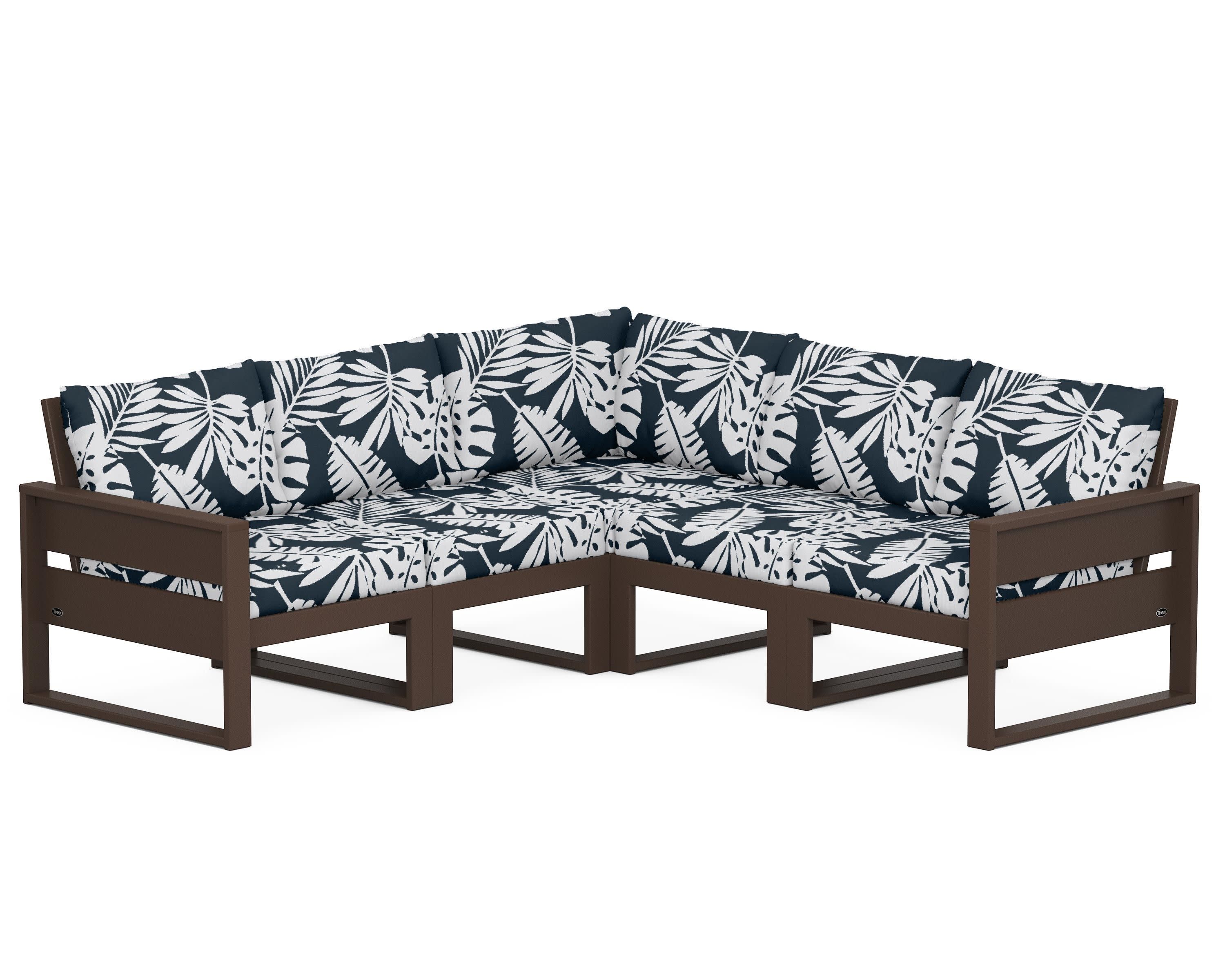 Eastport 5-Piece Sectional in Vintage Lantern / Leaf Marine Indigo