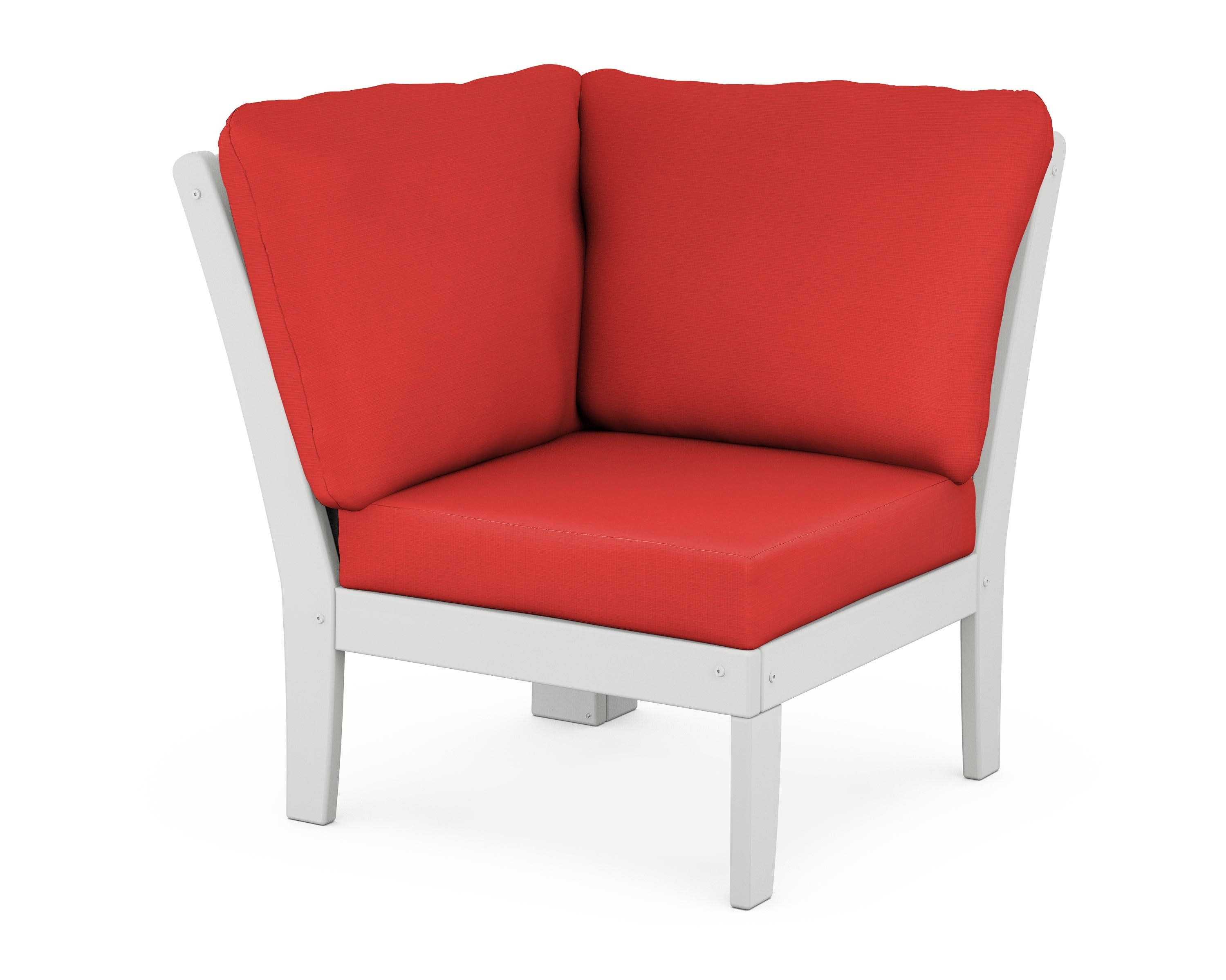 Yacht Club Modular Corner Chair in Classic White / Crimson Linen
