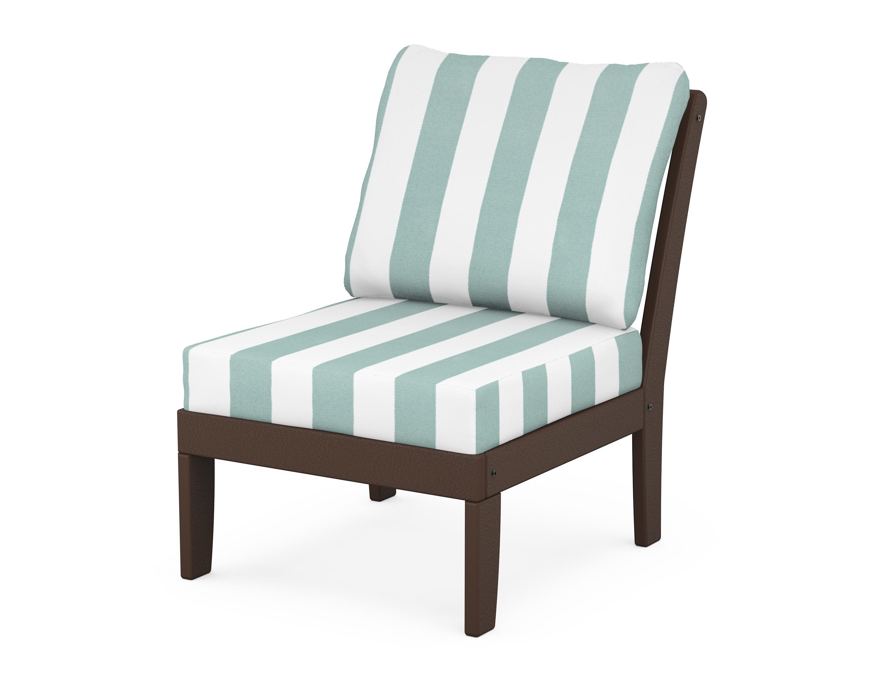 Yacht Club Modular Armless Chair in Vintage Lantern / Cabana Stripe Glacier Spa