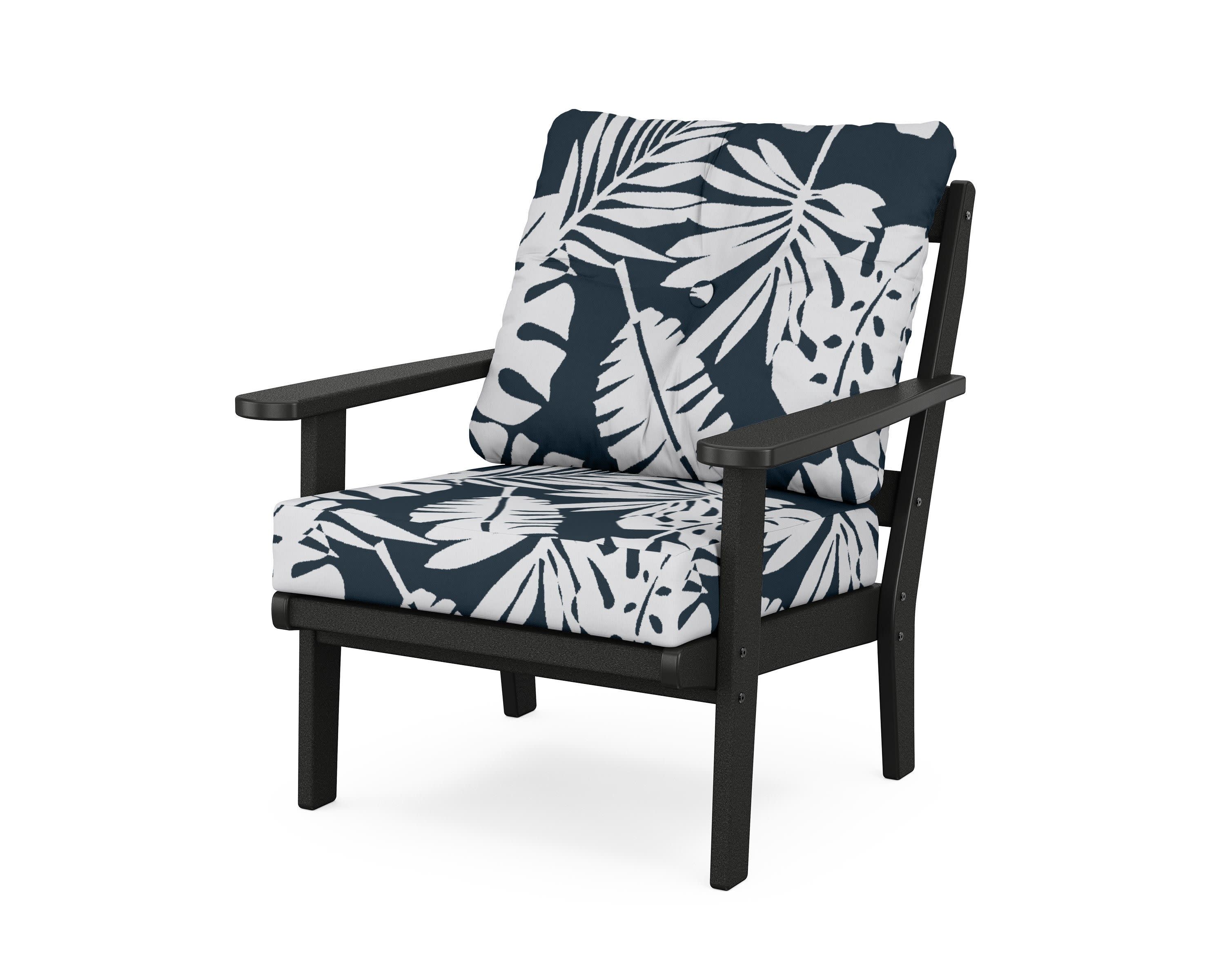 Cape Cod Deep Seating Chair in Charcoal Black / Leaf Marine Indigo