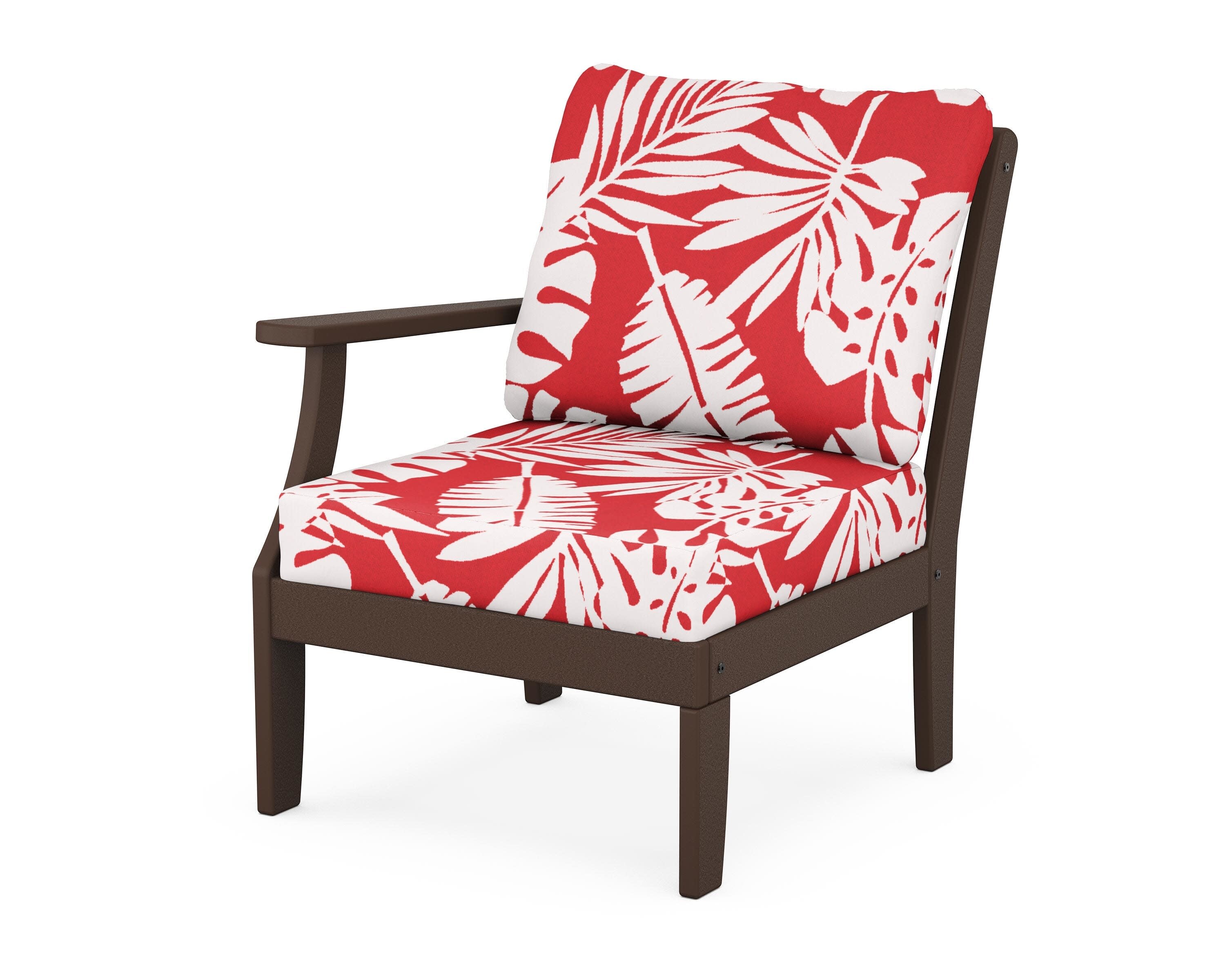 Yacht Club Modular Left Arm Chair in Vintage Lantern / Leaf Crimson