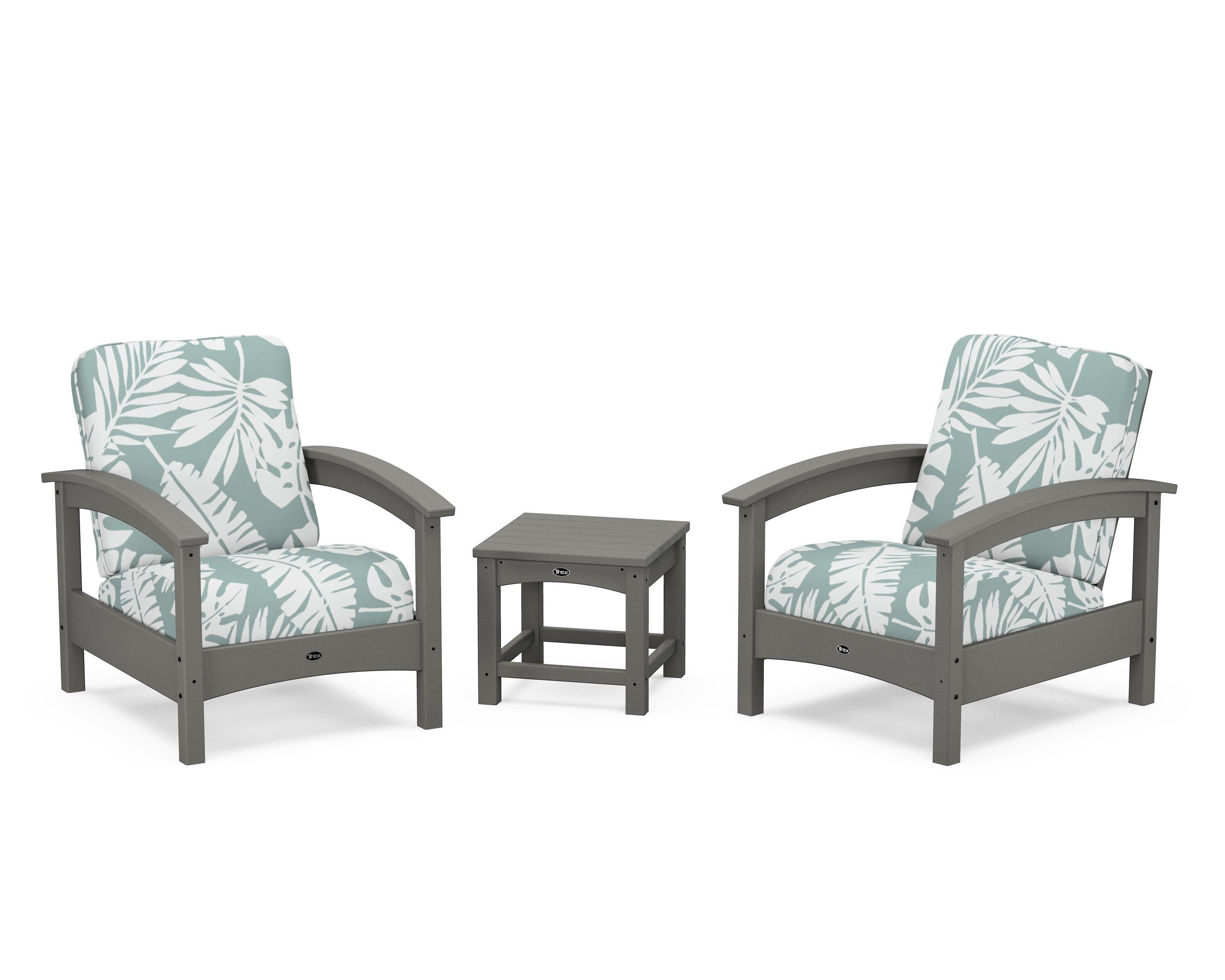 Rockport Club 3-Piece Deep Seating Conversation Set in Stepping Stone / Leaf Glacier Spa