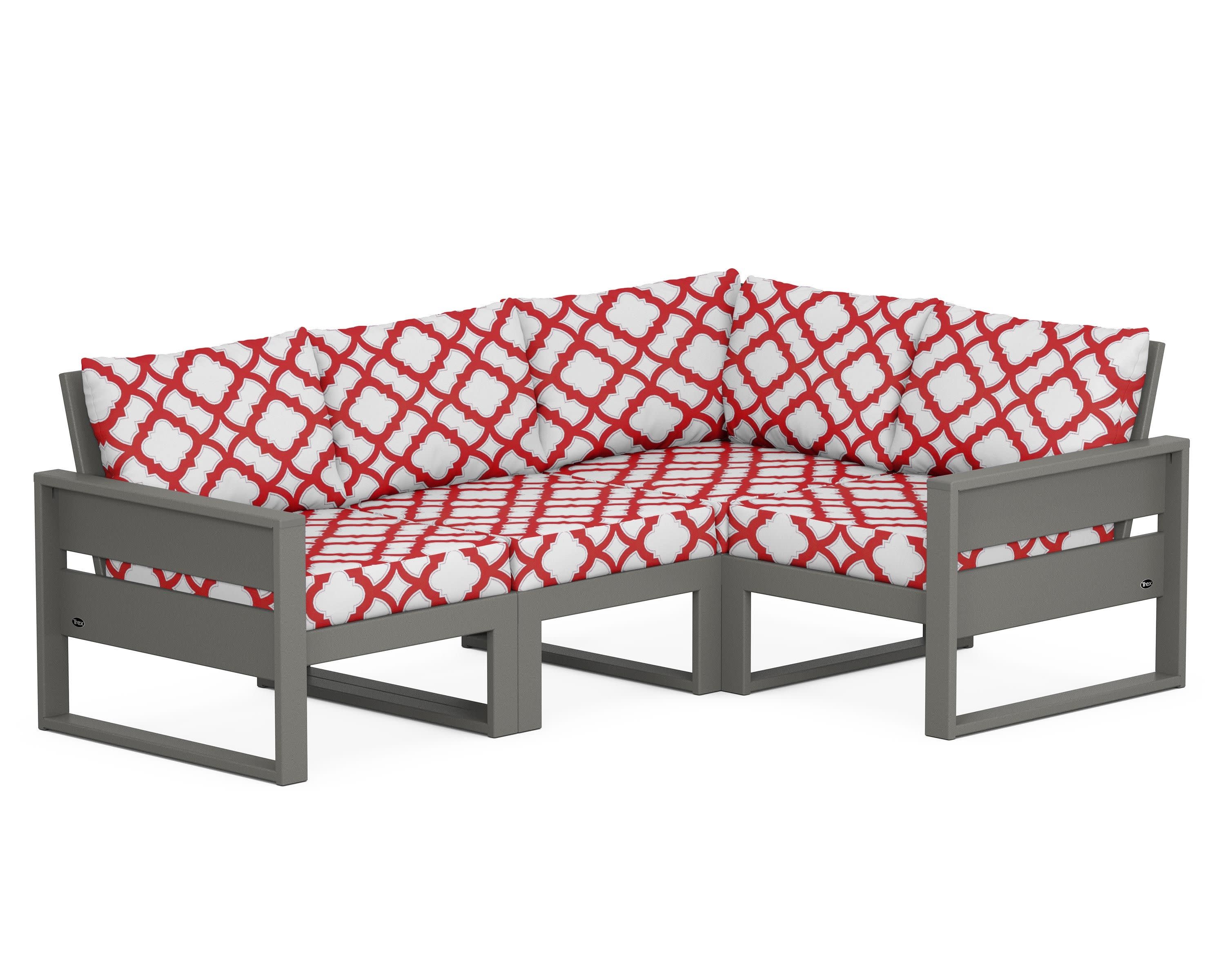 Eastport 4- Piece Sectional in Stepping Stone / Trellis Crimson