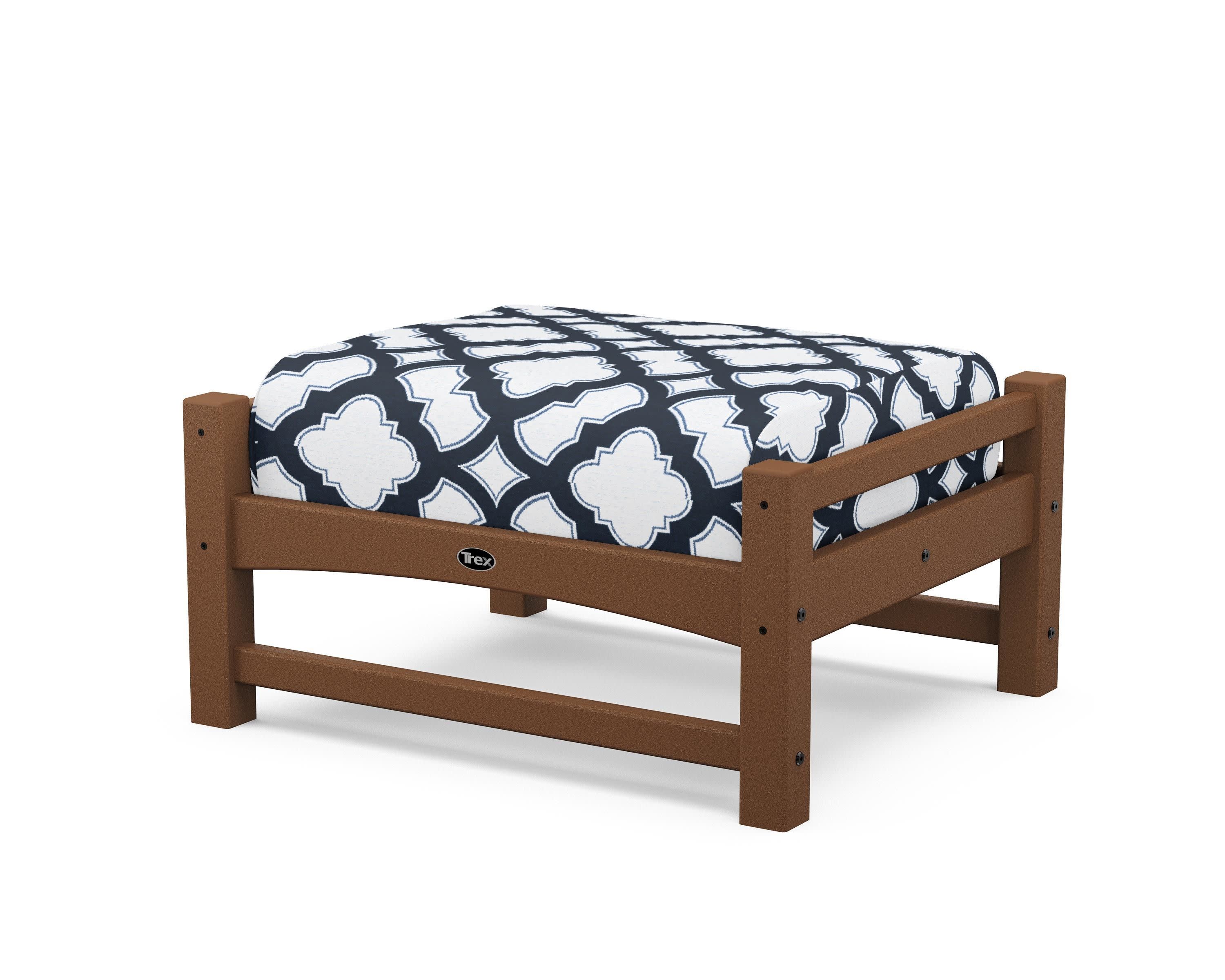 Rockport Club Ottoman in Tree House / Trellis Marine Indigo