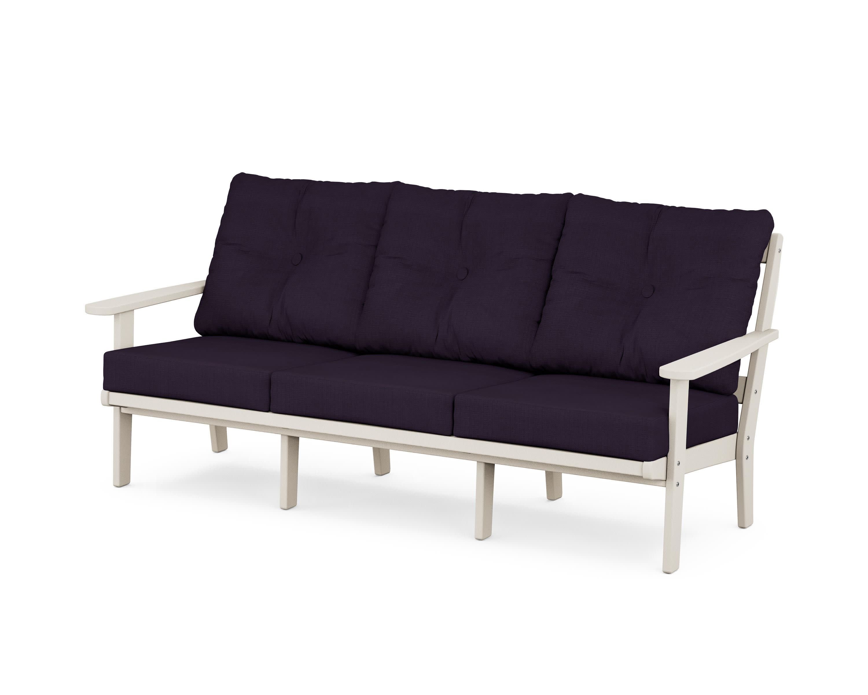 Cape Cod Deep Seating Sofa in Sand Castle / Navy Linen