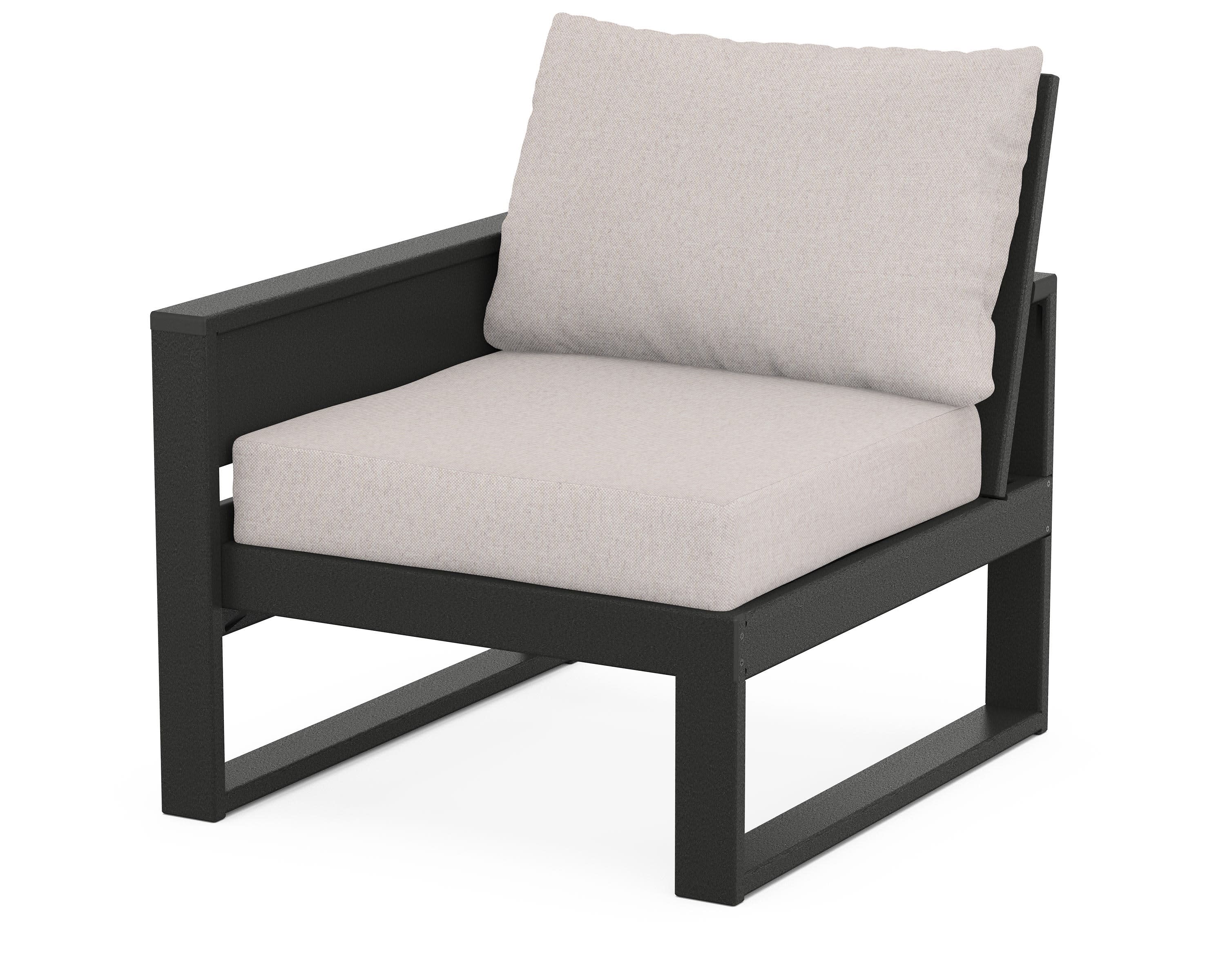 Eastport Modular Left Arm Chair in Charcoal Black / Dune Burlap