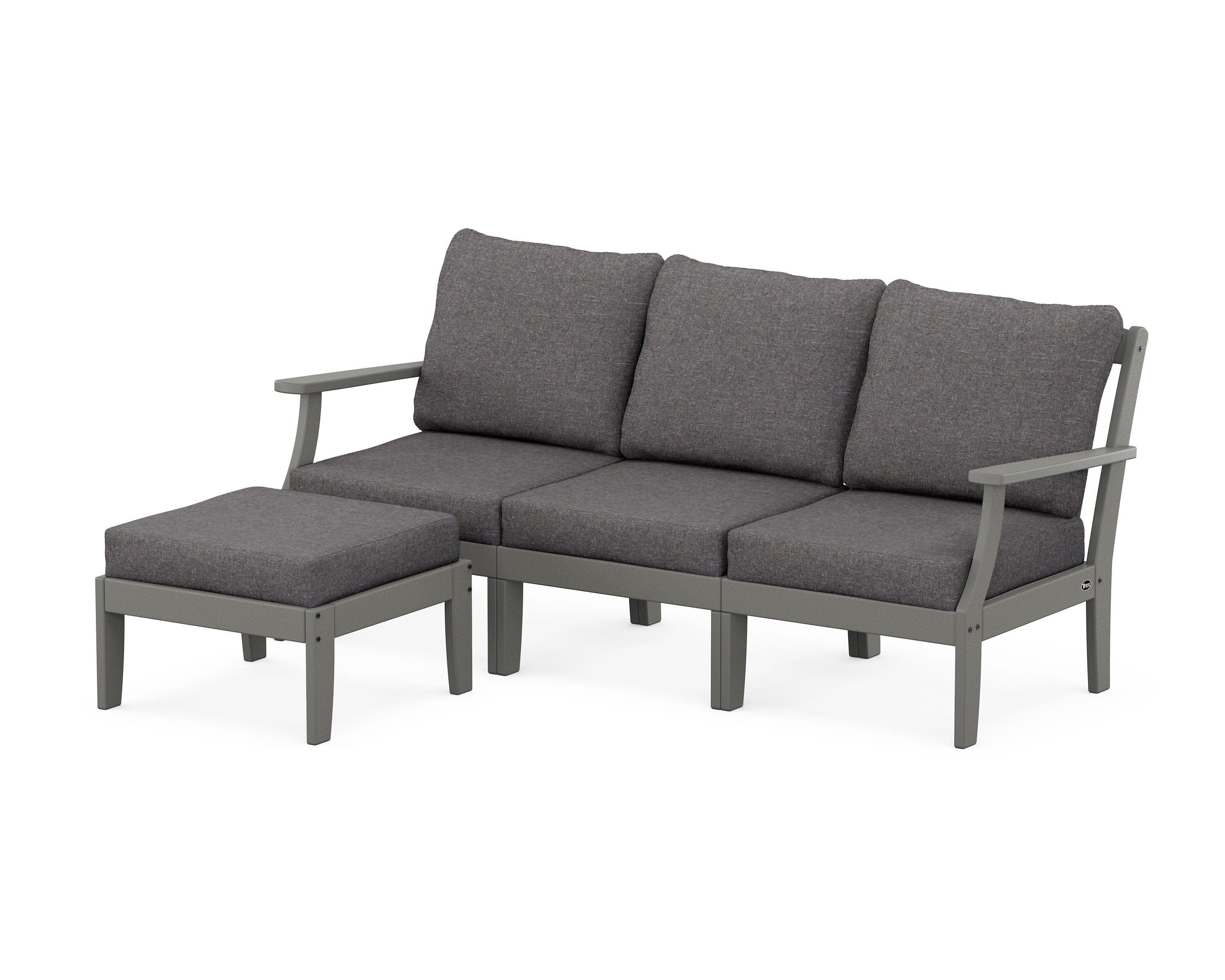 Yacht Club Modular 4-Piece Deep Seating Set with Ottoman in Stepping Stone / Ash Charcoal