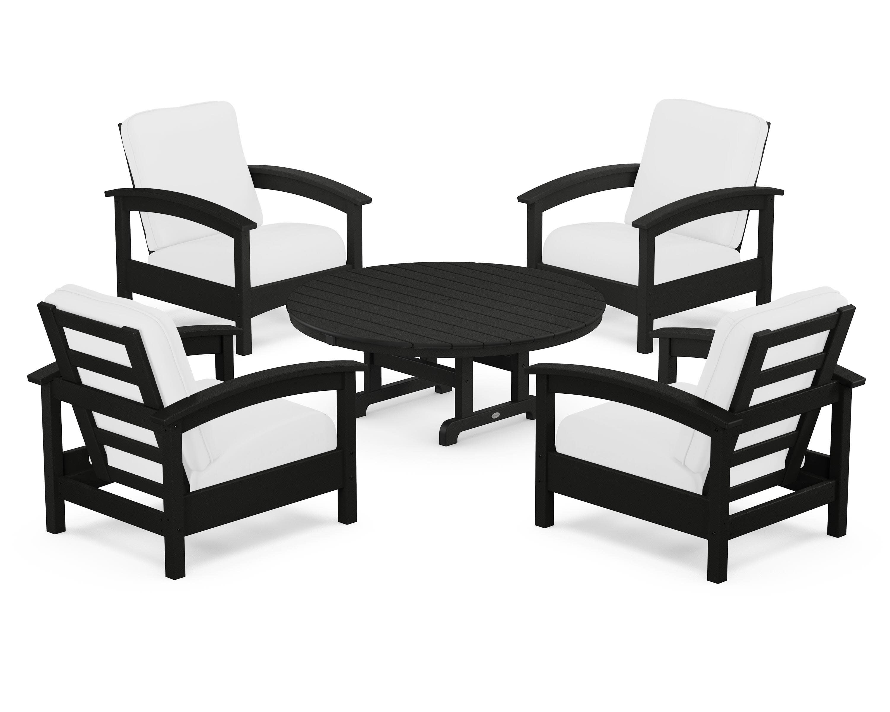 Rockport 5-Piece Deep Seating Set in Charcoal Black / Natural