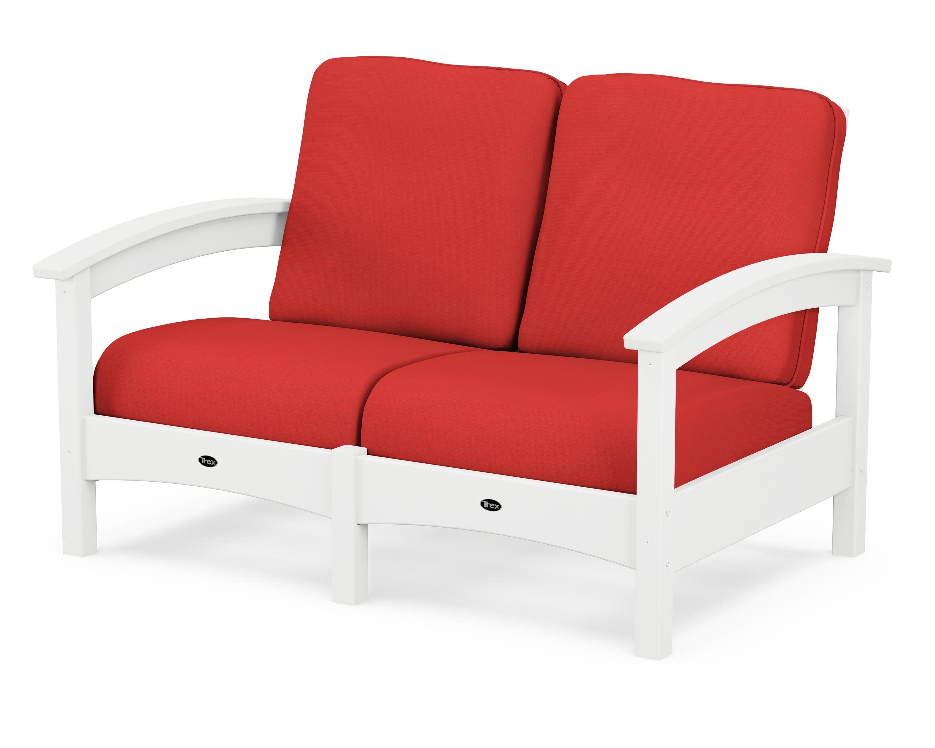 Rockport Club Loveseat in Classic White / Crimson Linen