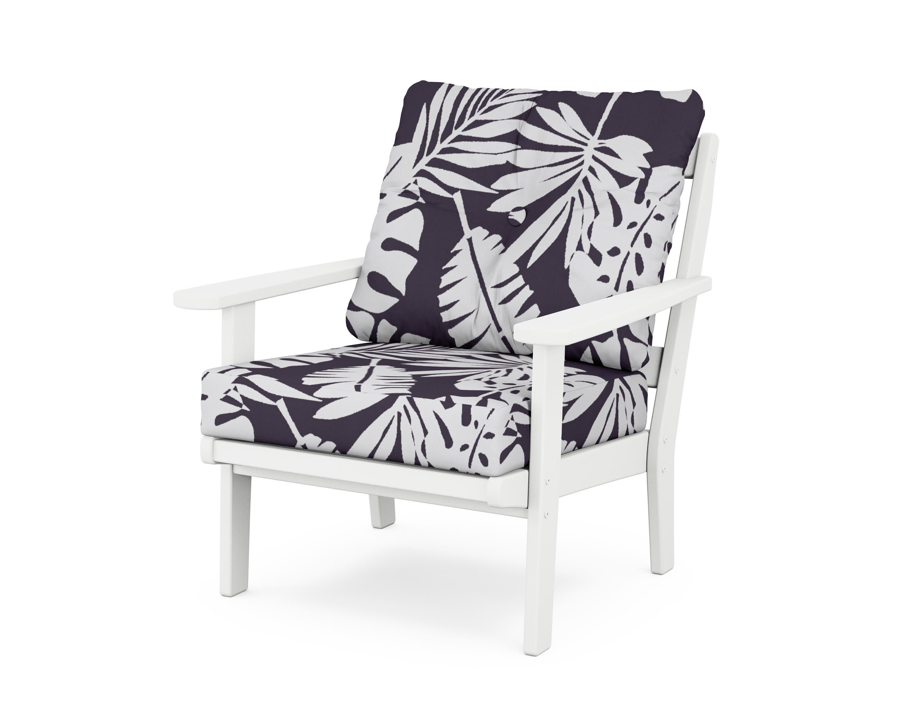 Cape Cod Deep Seating Chair in Classic White / Leaf Navy