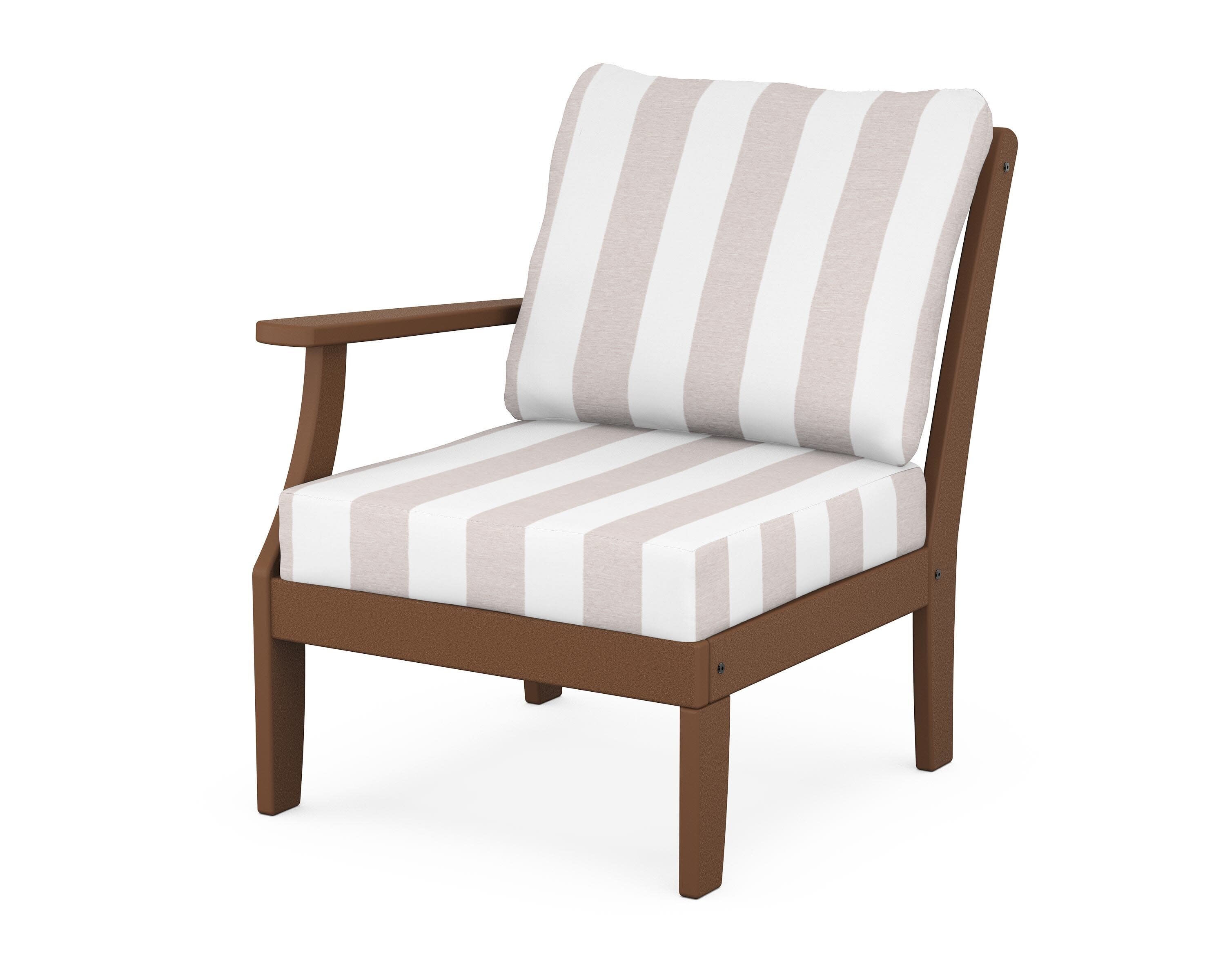 Yacht Club Modular Left Arm Chair in Tree House / Cabana Stripe Dune Burlap