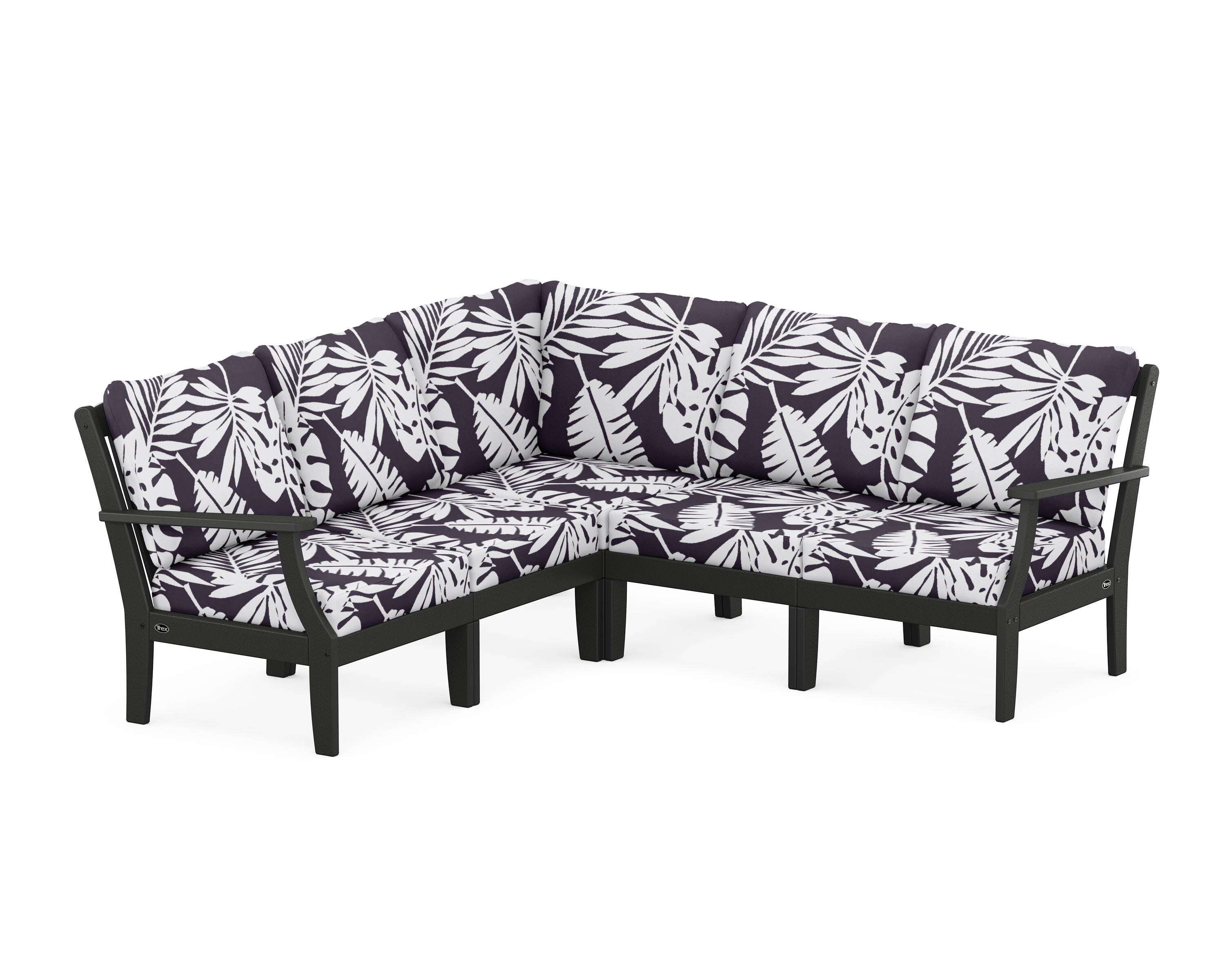 Yacht Club Modular 5-Piece Deep Seating Set in Charcoal Black / Leaf Navy