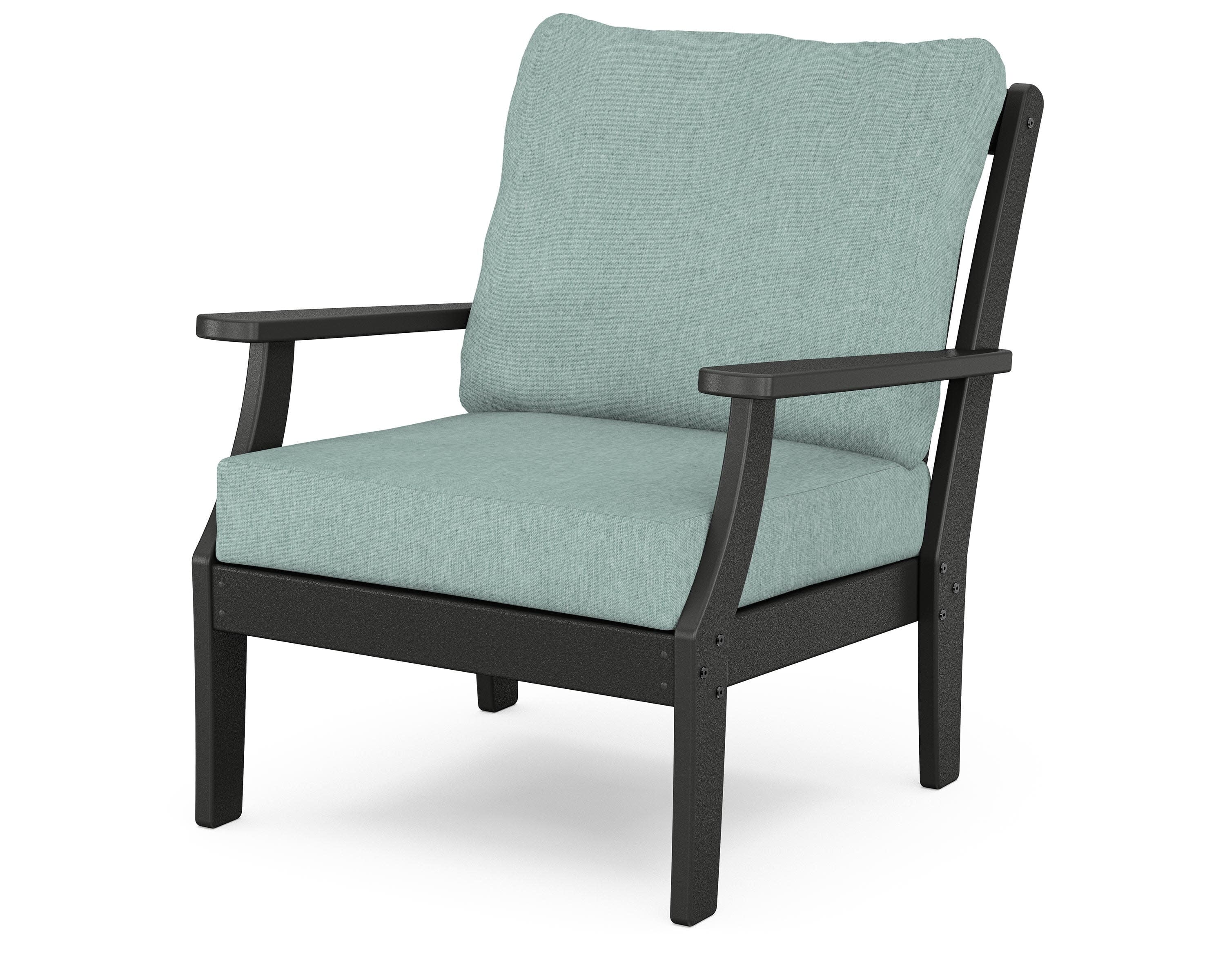 Yacht Club Deep Seating Chair in Charcoal Black / Glacier Spa