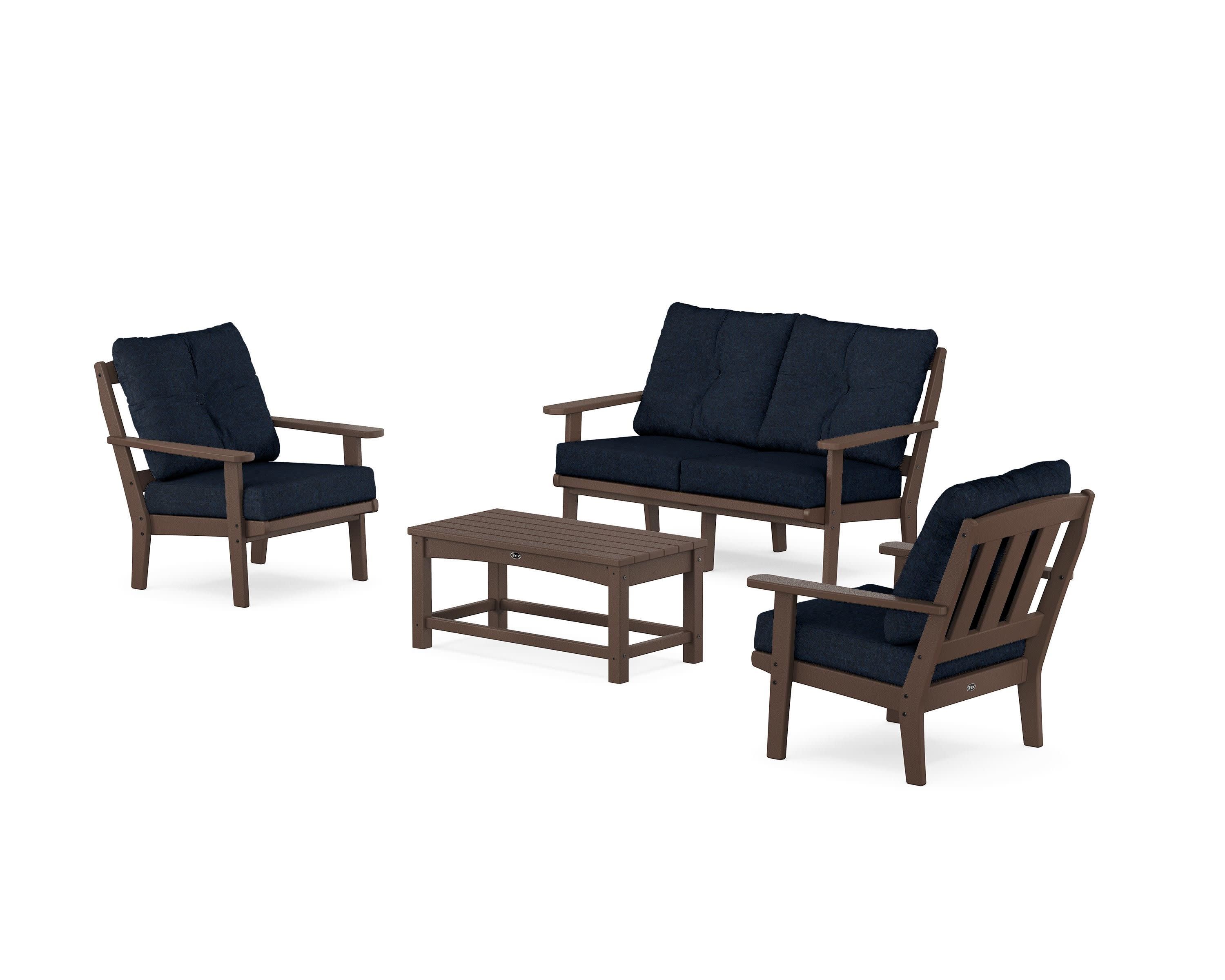Cape Cod 4-Piece Deep Seating Set with Loveseat in Vintage Lantern / Marine Indigo