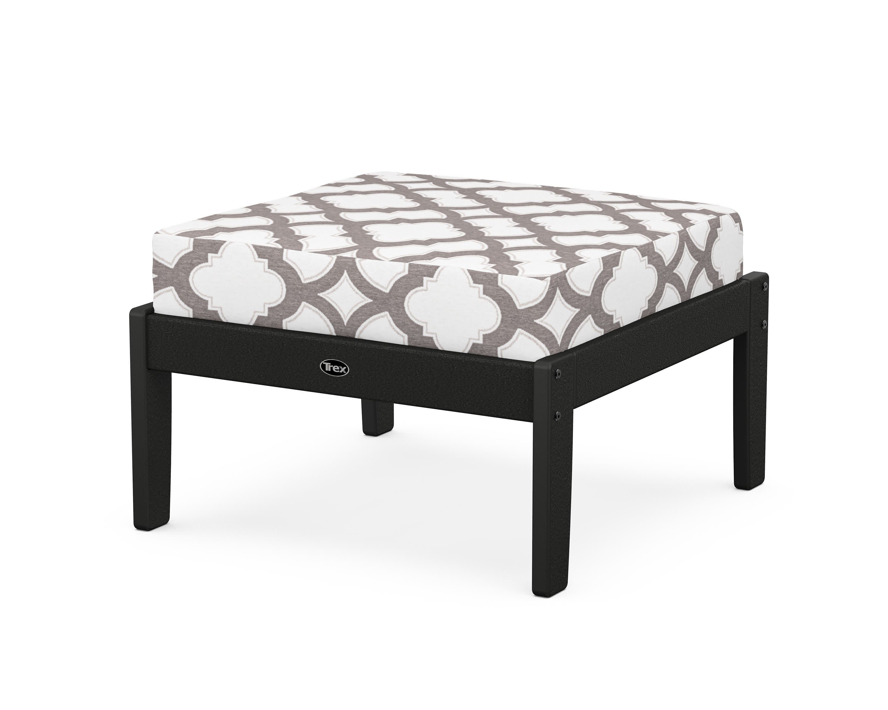 Yacht Club Deep Seating Ottoman in Charcoal Black / Trellis Grey Mist