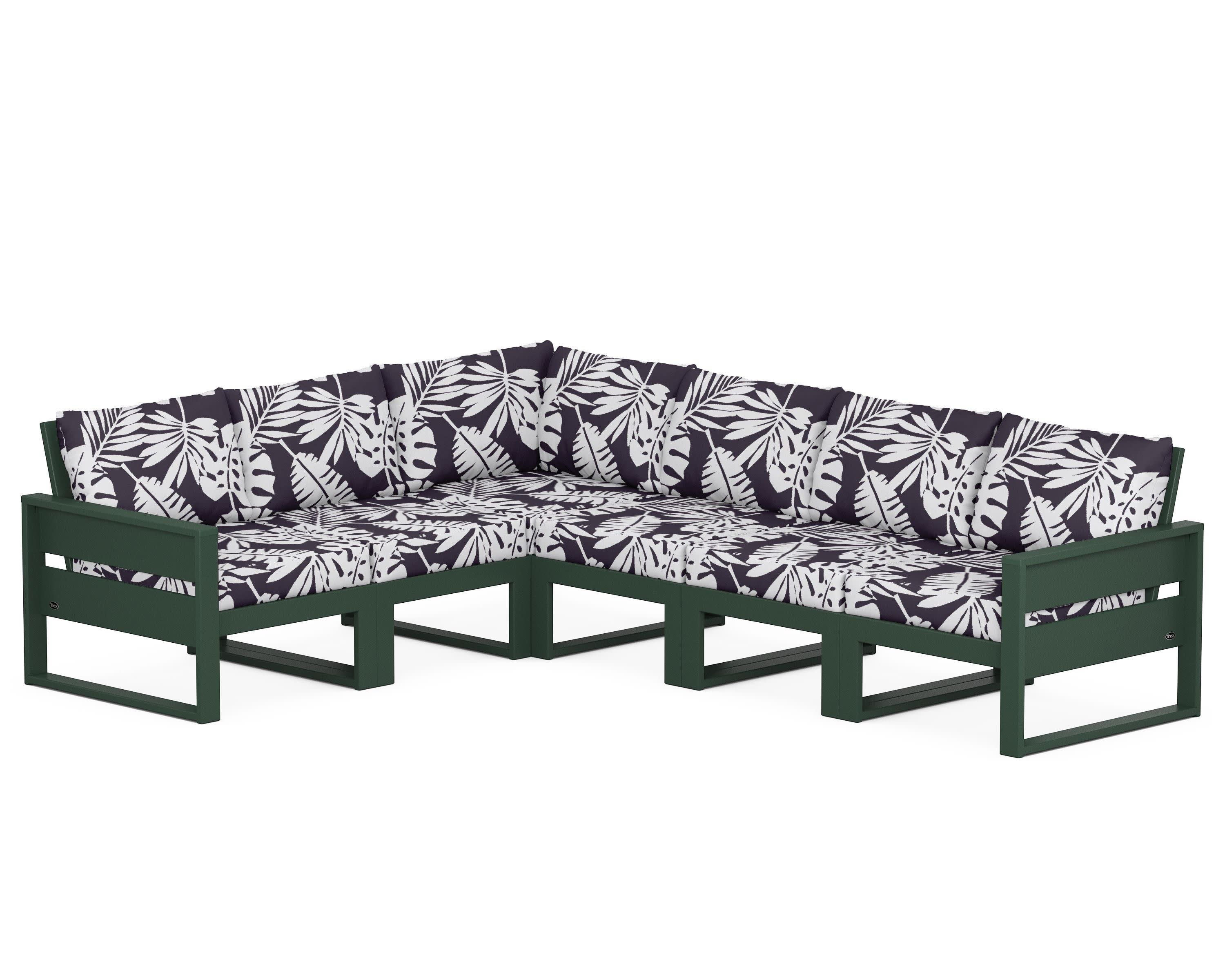 Eastport 6-Piece Sectional in Rainforest Canopy / Leaf Navy