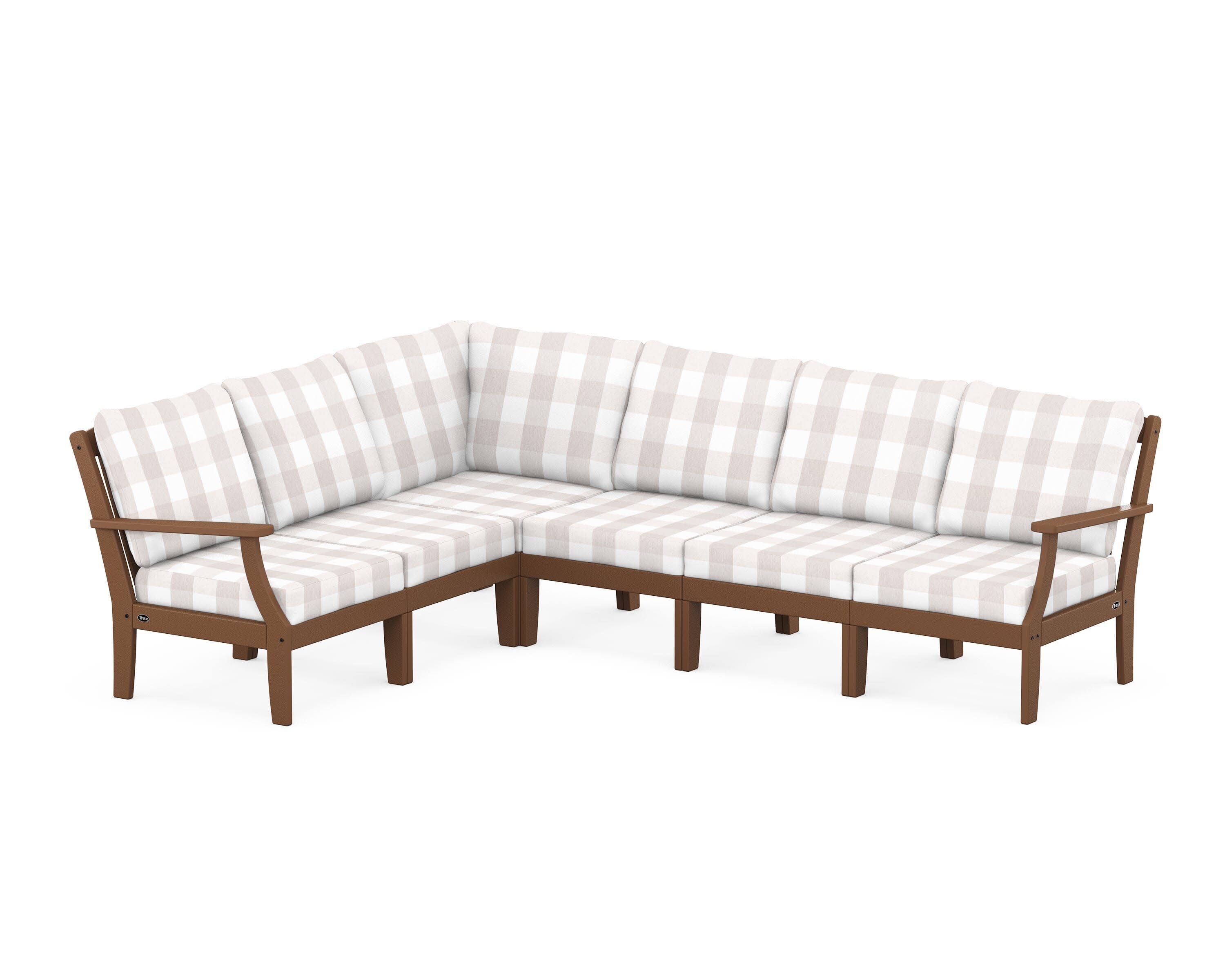 Yacht Club Modular 6-Piece Deep Seating Set in Tree House / Buffalo Plaid Dune Burlap