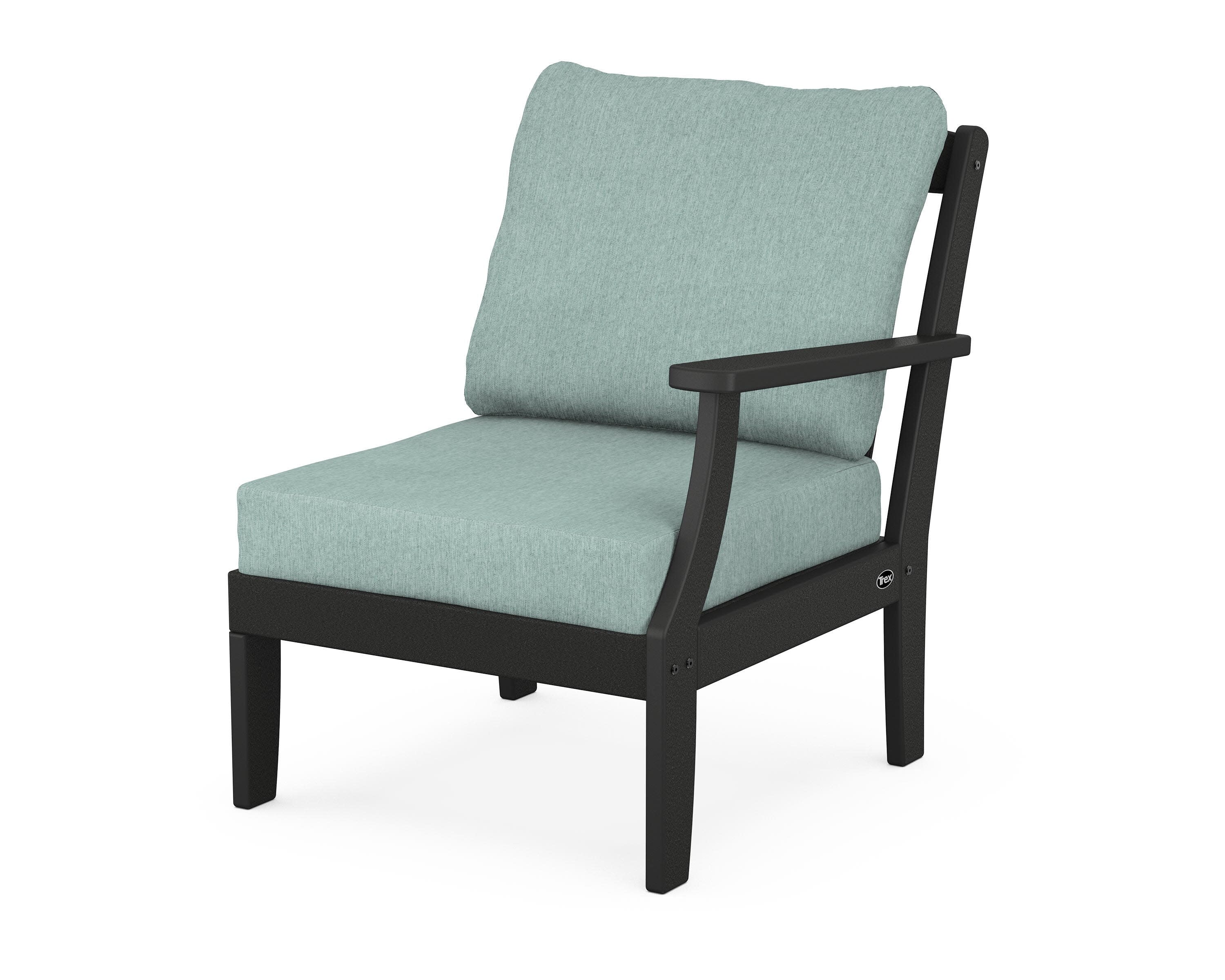 Yacht Club Modular Right Arm Chair in Charcoal Black / Glacier Spa