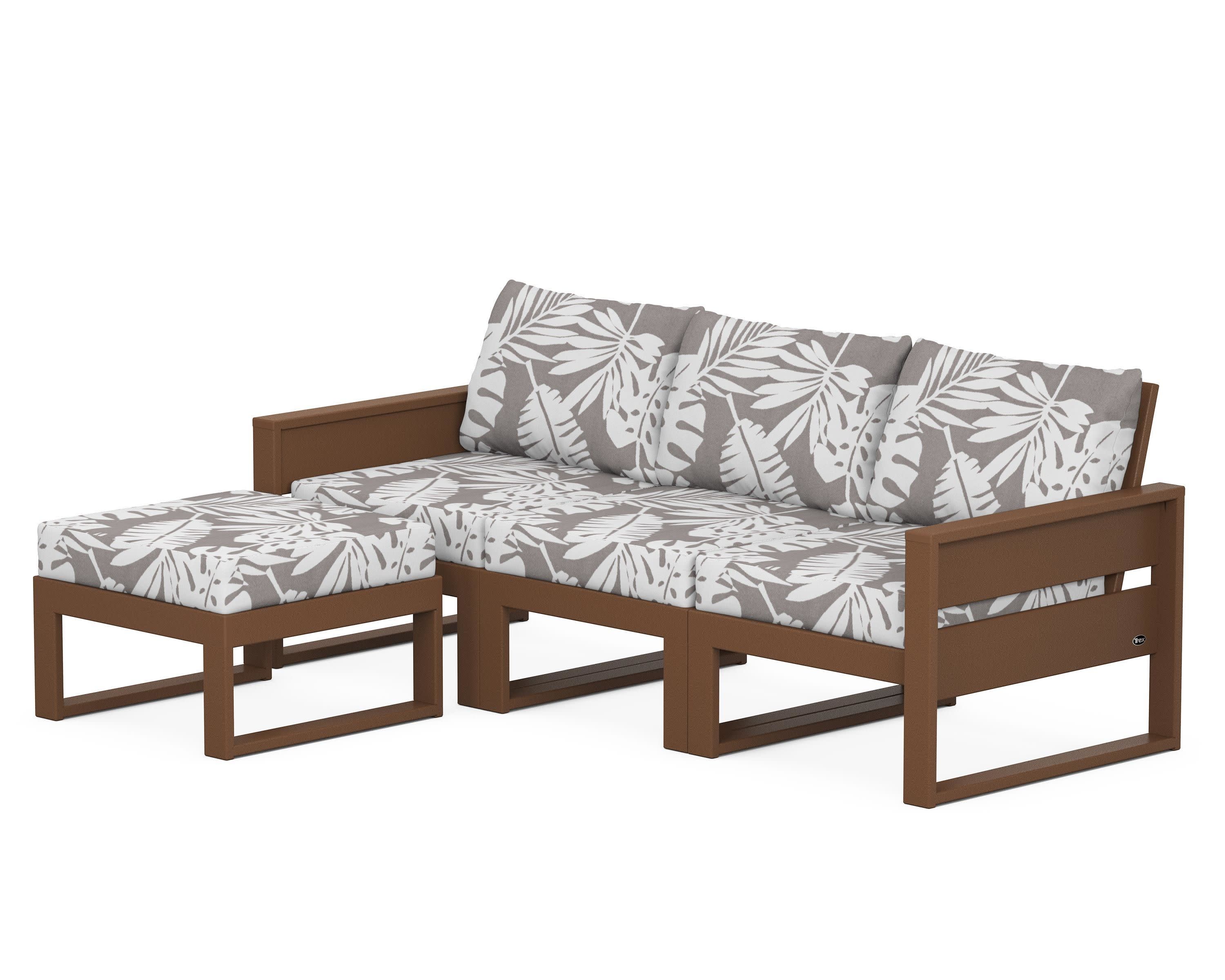 Eastport 4- Piece Sectional with Ottoman in Tree House / Leaf Grey Mist