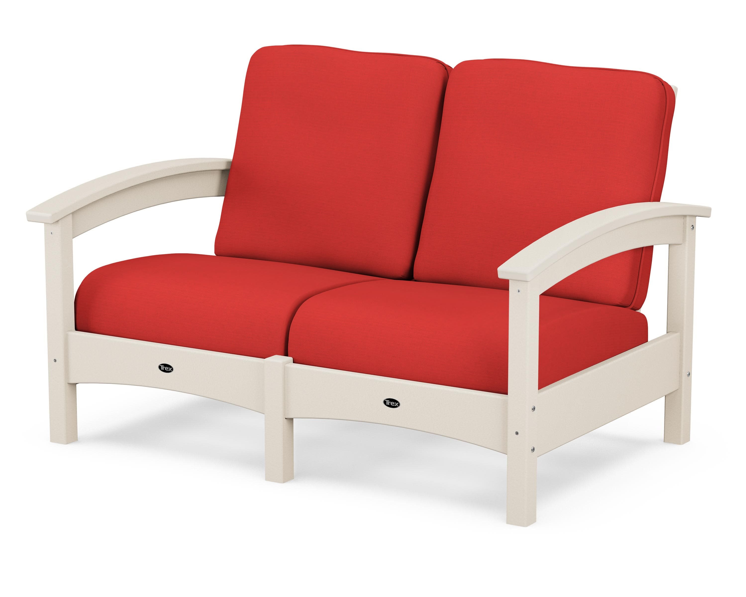 Rockport Club Loveseat in Sand Castle / Crimson Linen