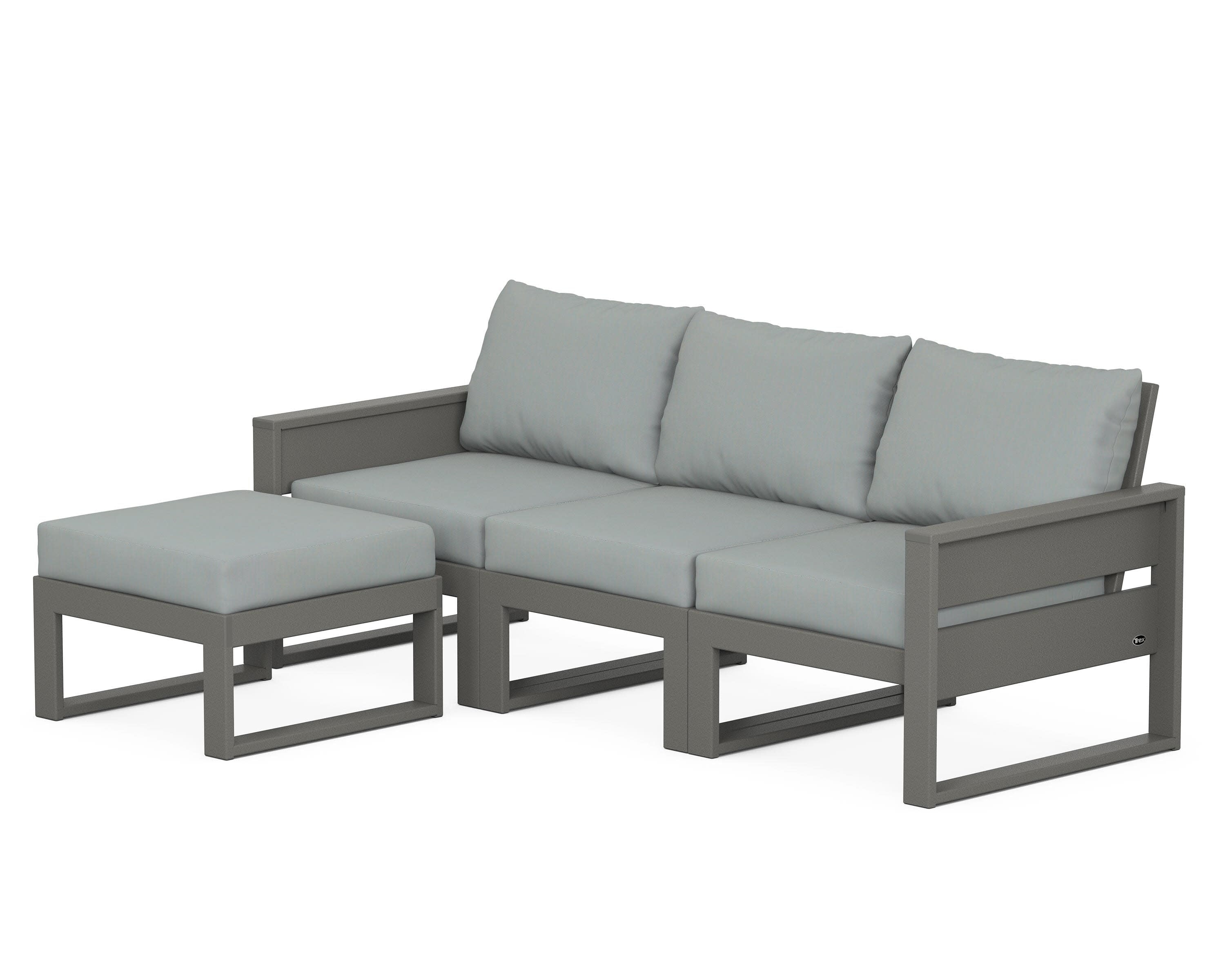 Eastport 4- Piece Sectional with Ottoman in Stepping Stone / Spa