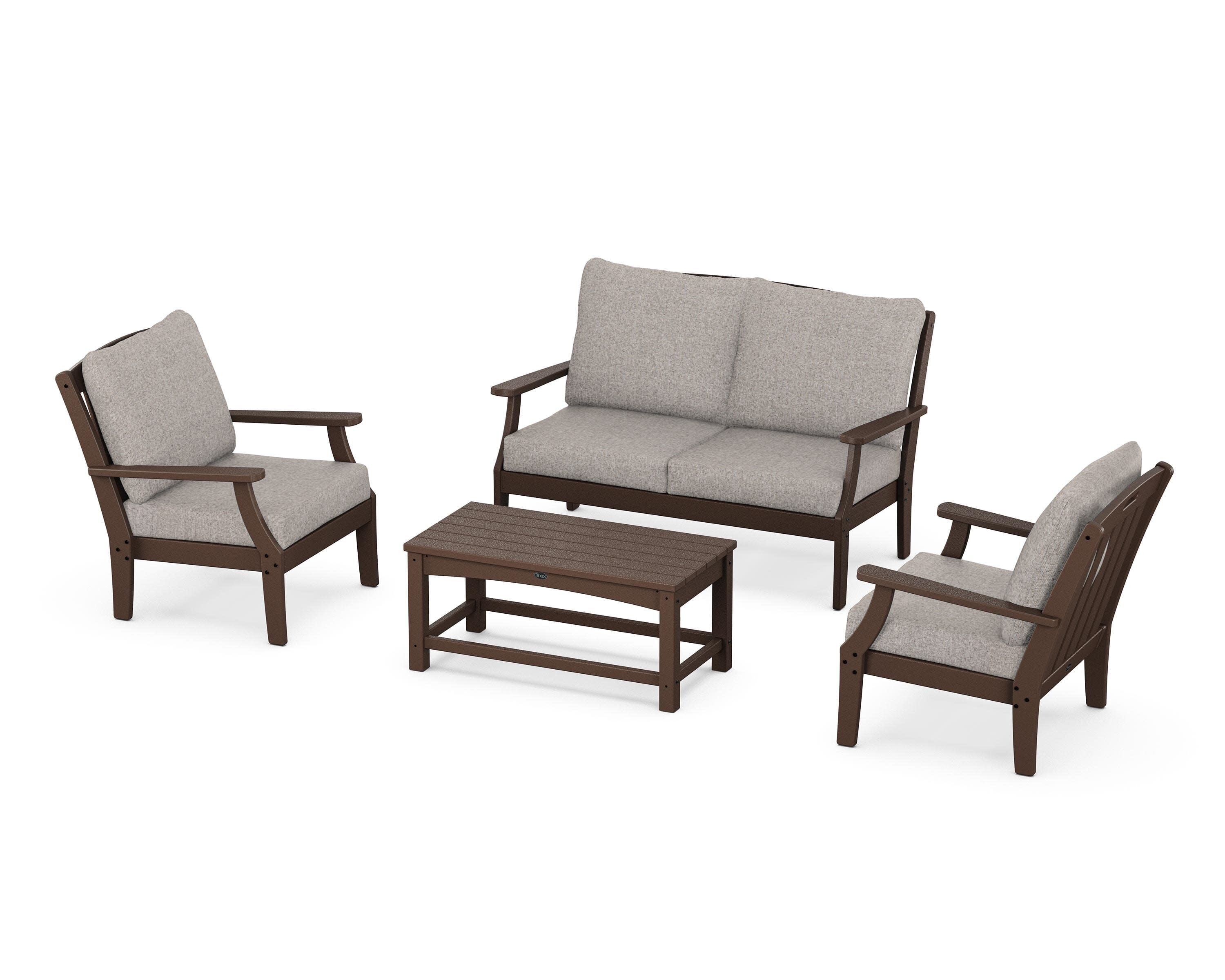 Yacht Club 4-Piece Deep Seating Chair Set in Vintage Lantern / Weathered Tweed