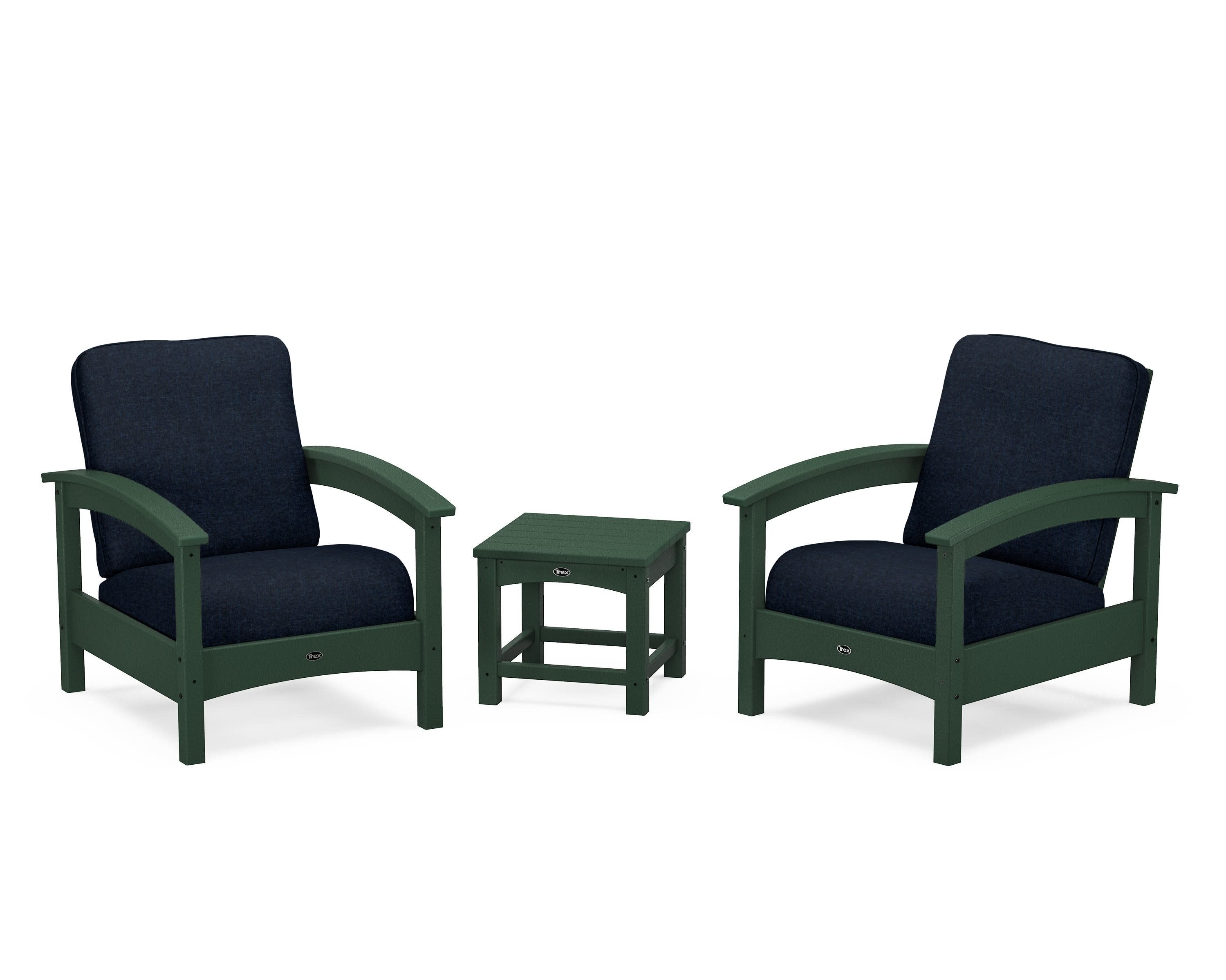 Rockport Club 3-Piece Deep Seating Conversation Set in Rainforest Canopy / Marine Indigo