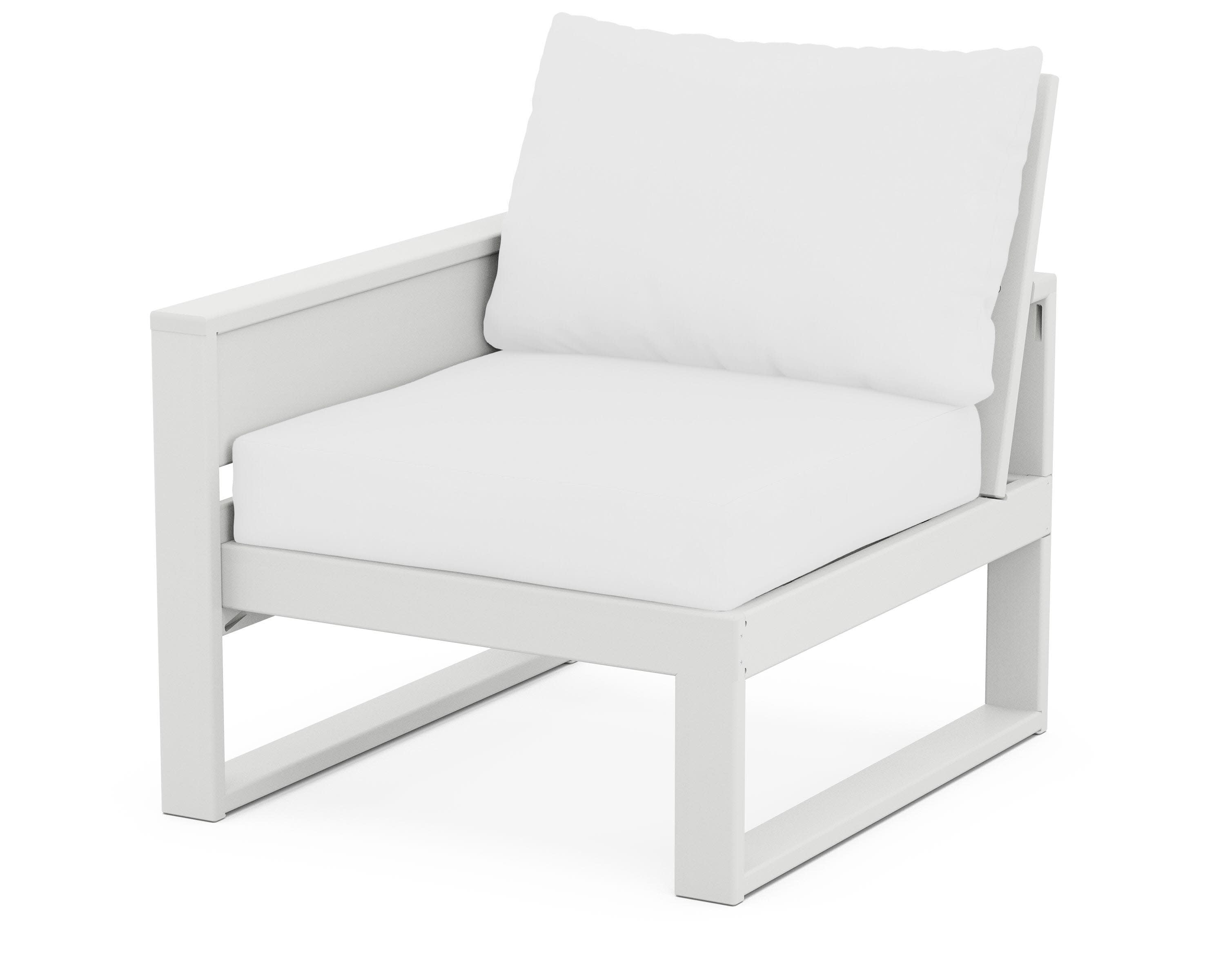 Eastport Modular Left Arm Chair in Classic White / Natural