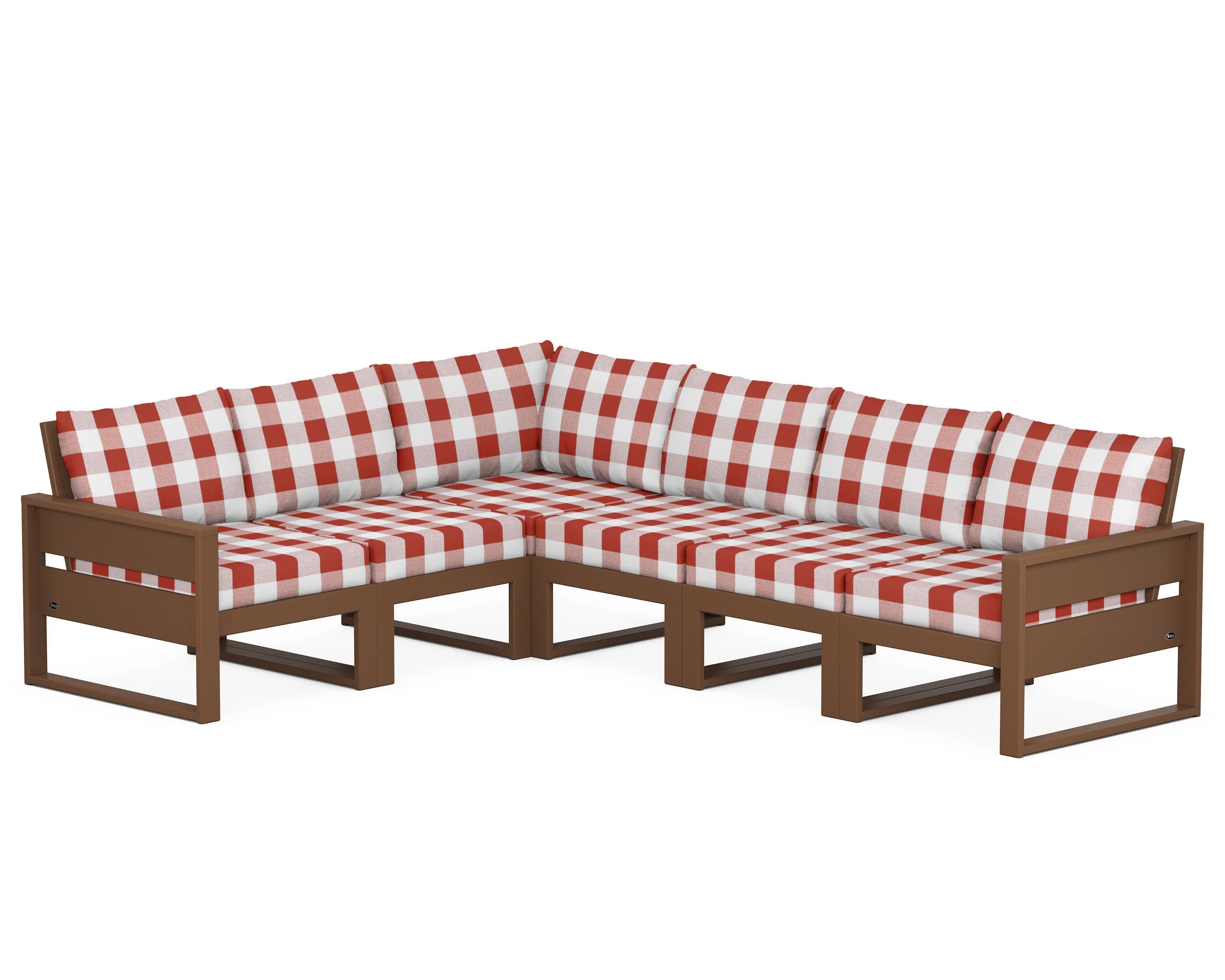 Eastport 6-Piece Sectional in Tree House / Buffalo Plaid Crimson