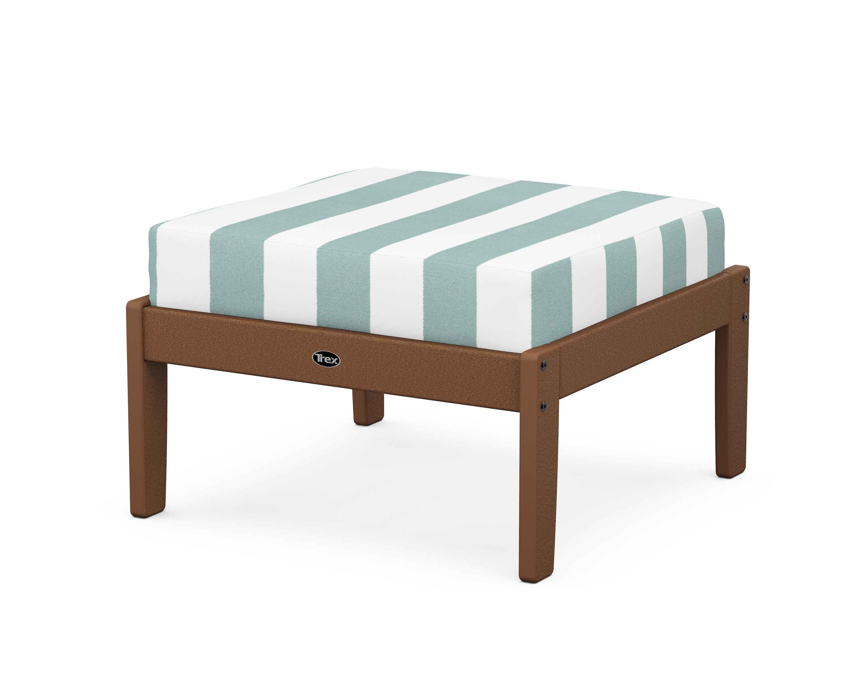 Yacht Club Deep Seating Ottoman in Tree House / Cabana Stripe Glacier Spa