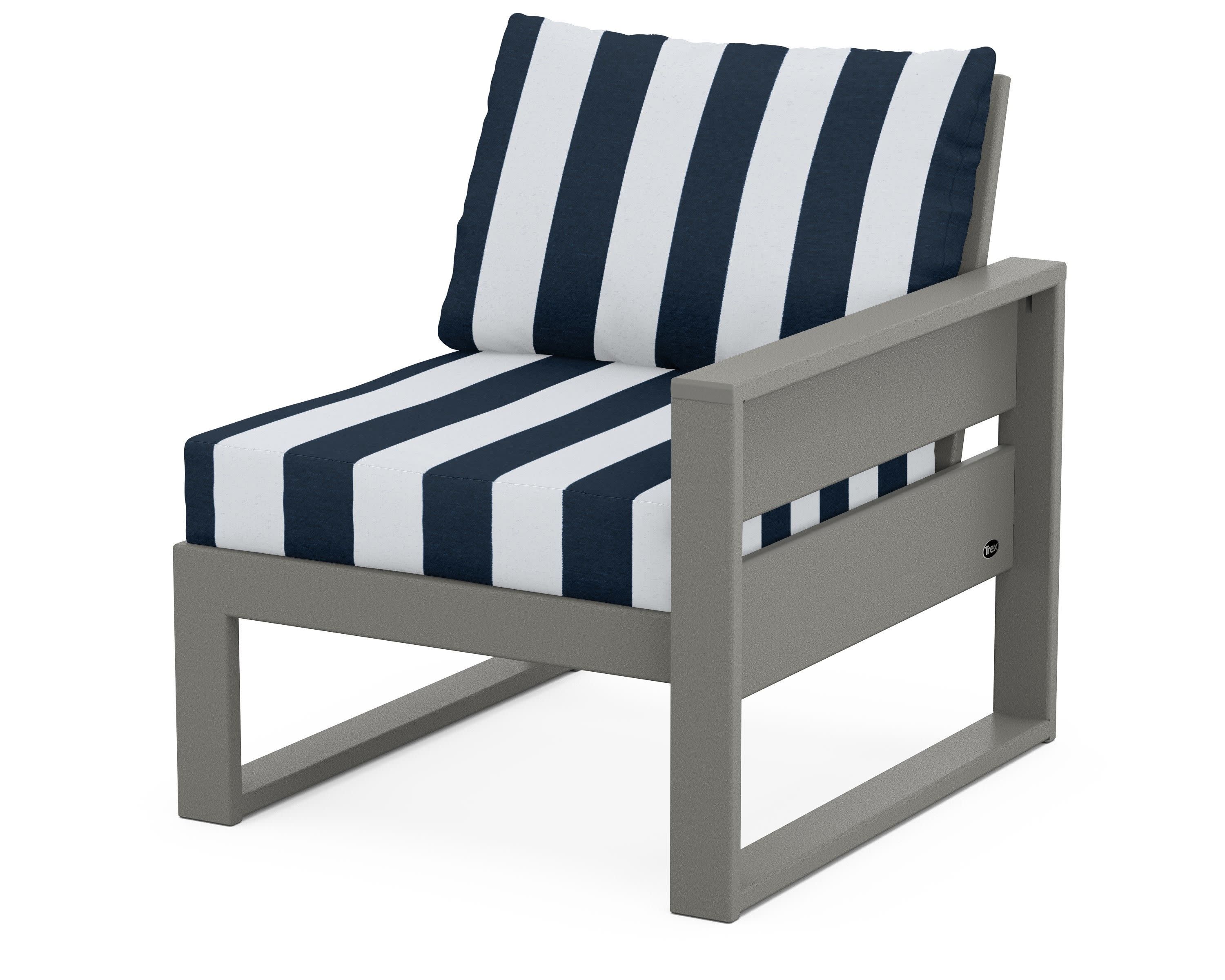 Eastport Modular Right Arm Chair in Stepping Stone / Cabana Stripe Marine Indigo