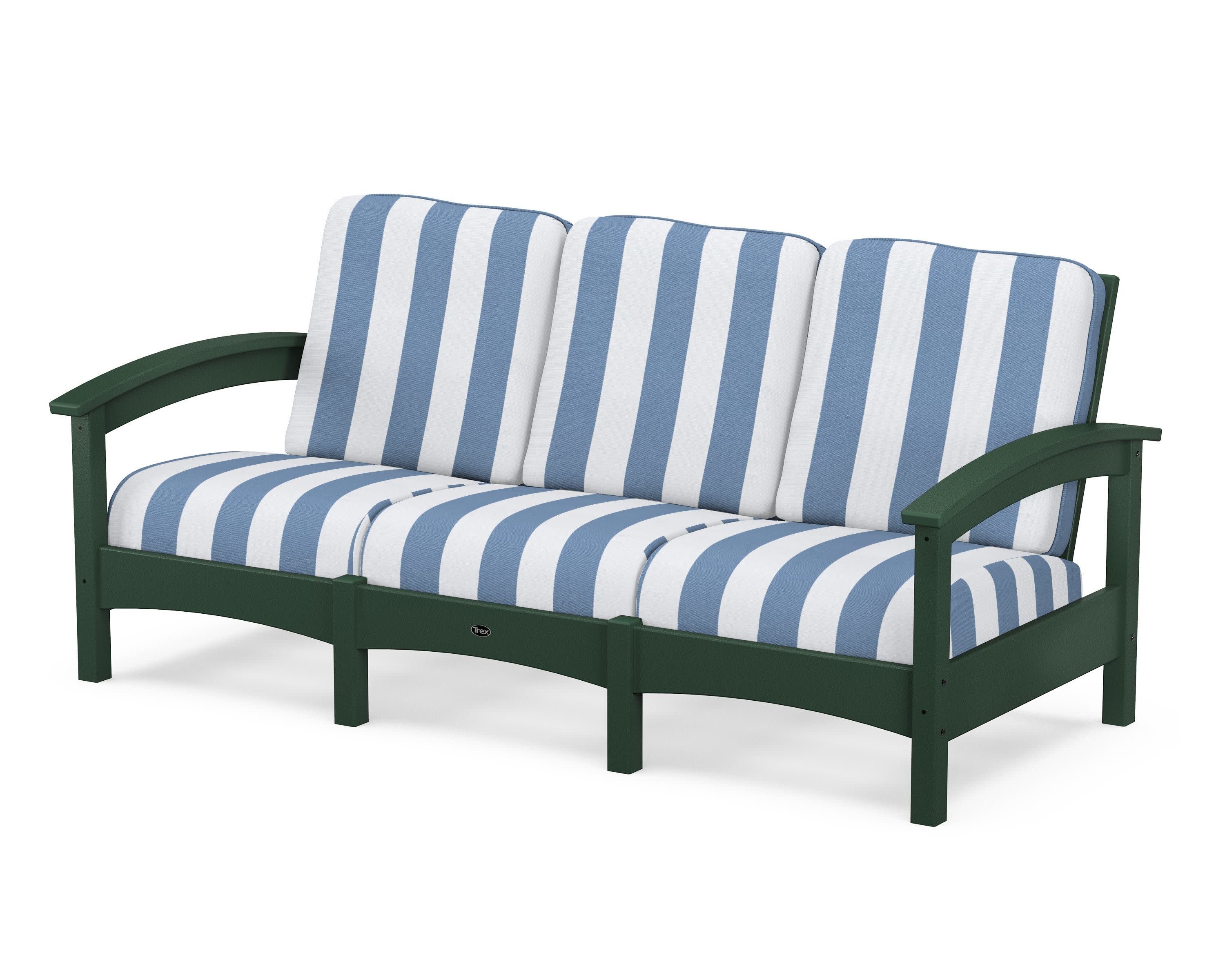 Rockport Club Sofa in Rainforest Canopy / Cabana Stripe Sky Blue