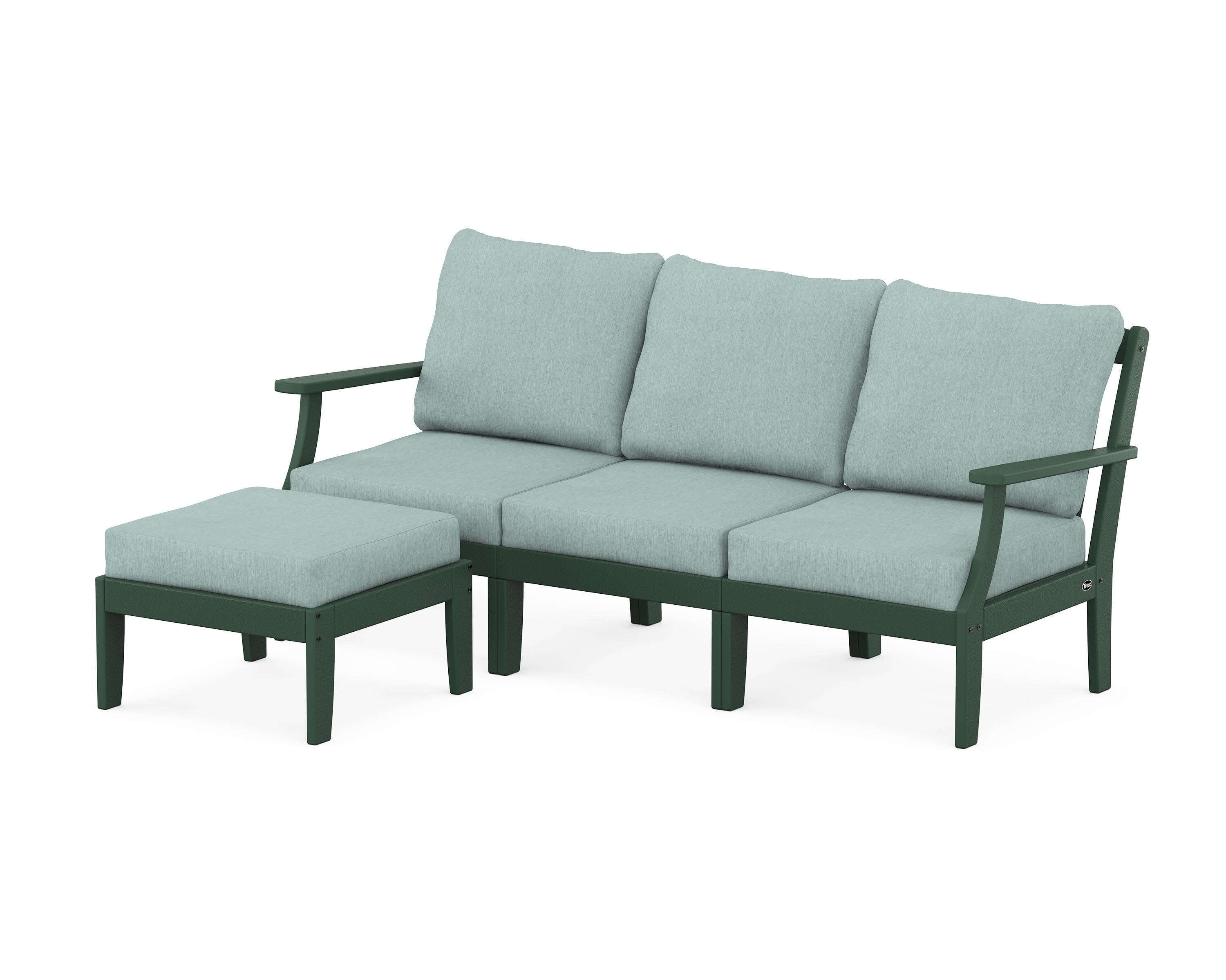 Yacht Club Modular 4-Piece Deep Seating Set with Ottoman in Rainforest Canopy / Glacier Spa