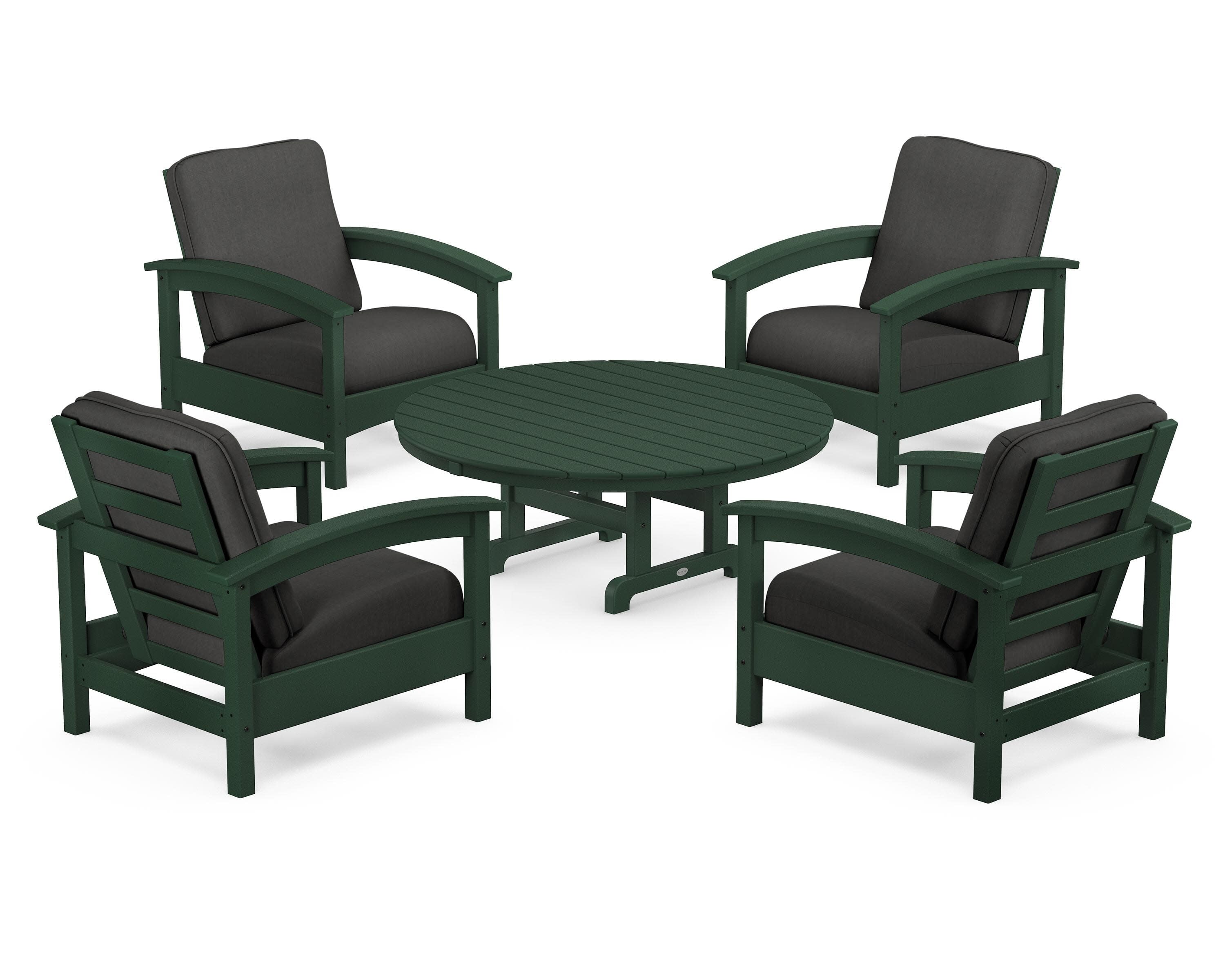 Rockport 5-Piece Deep Seating Set in Rainforest Canopy / Spectrum Carbon
