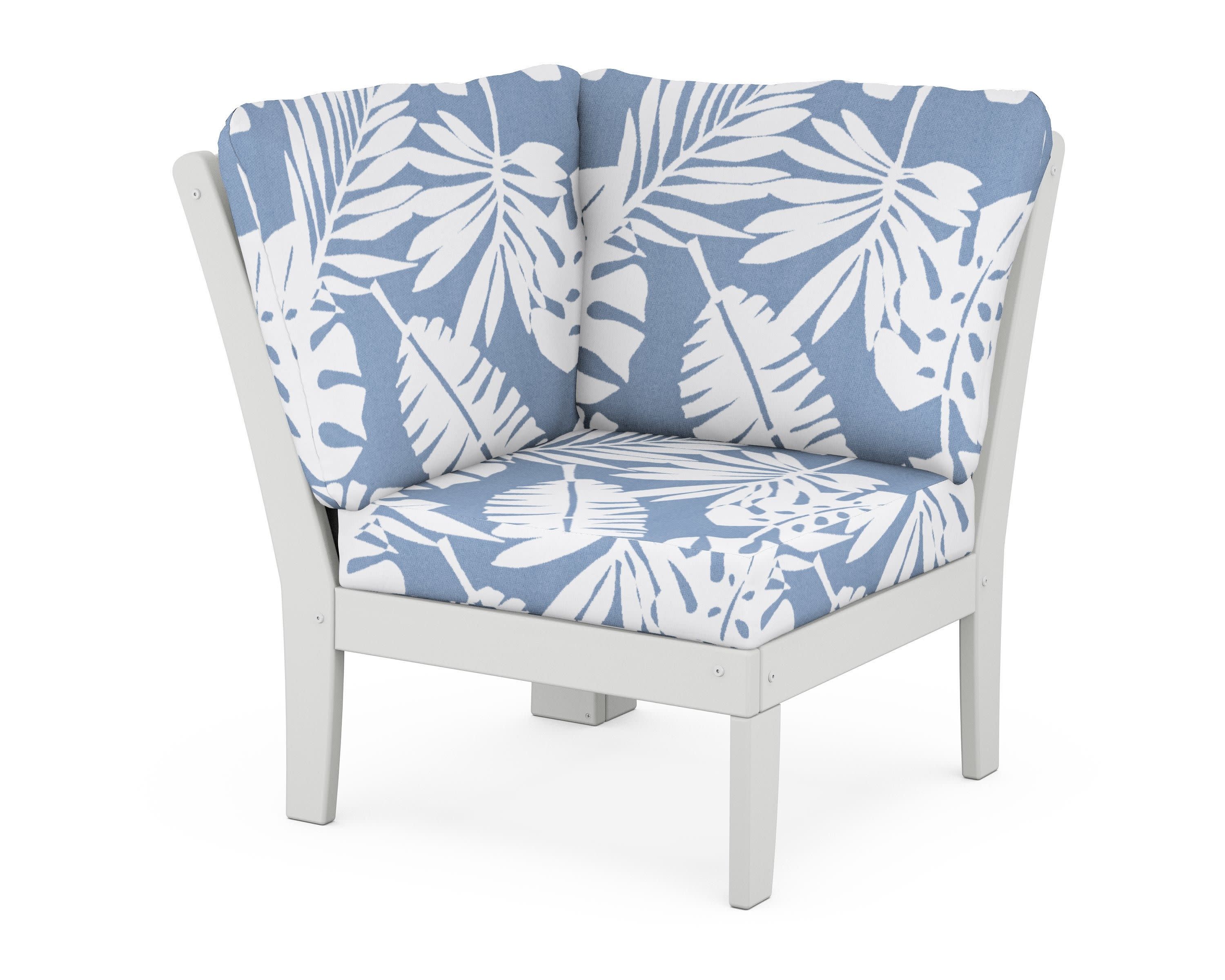 Yacht Club Modular Corner Chair in Classic White / Leaf Sky Blue
