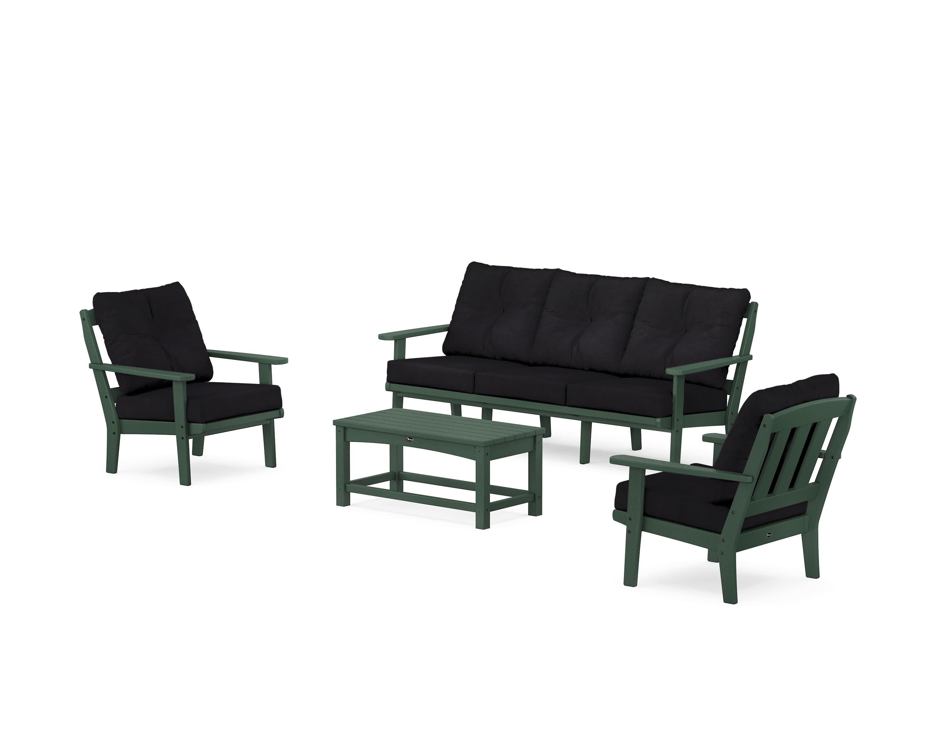 Cape Cod 4-Piece Deep Seating Set with Sofa in Rainforest Canopy / Midnight Linen