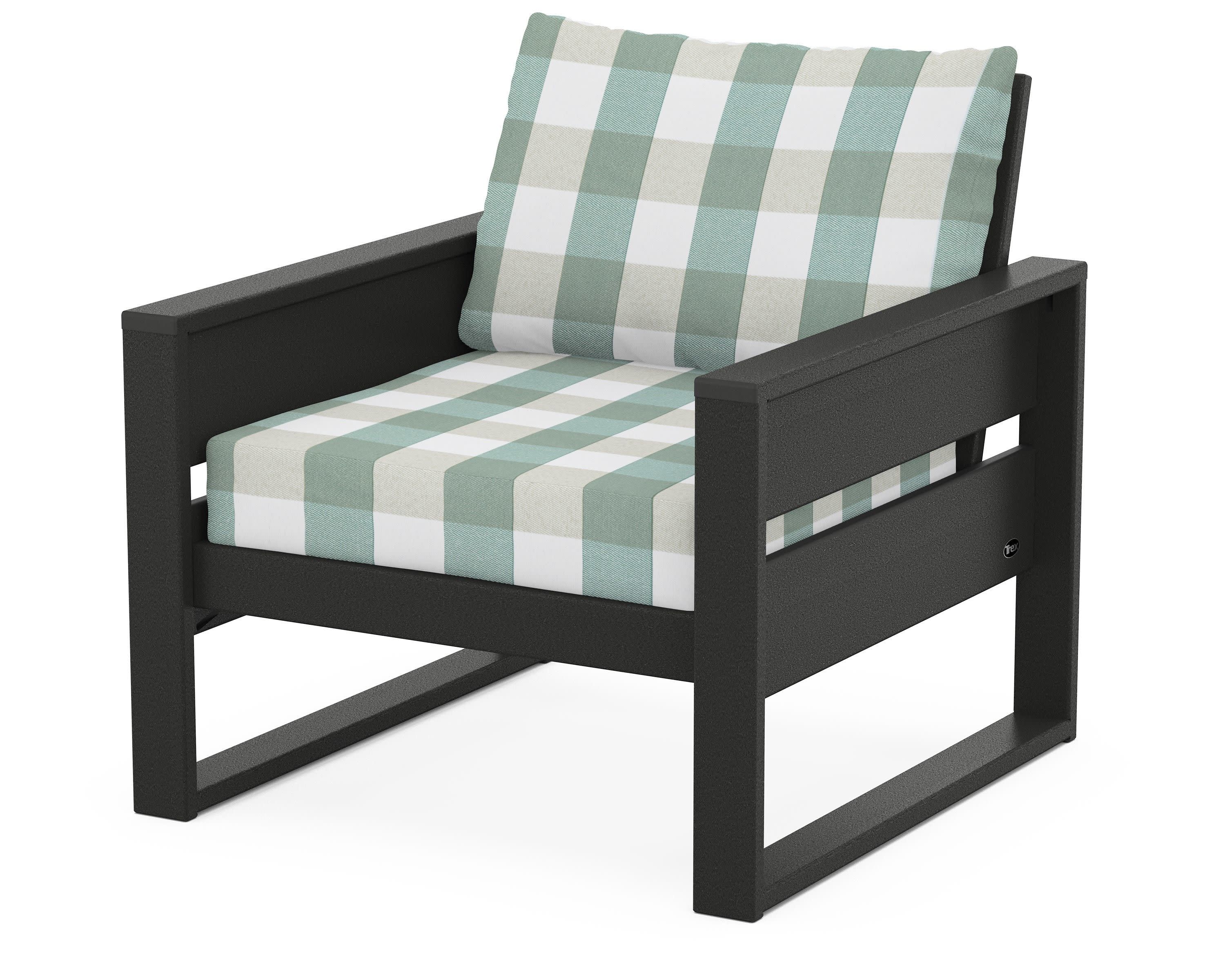Eastport Club Chair in Charcoal Black / Buffalo Plaid Glacier Spa