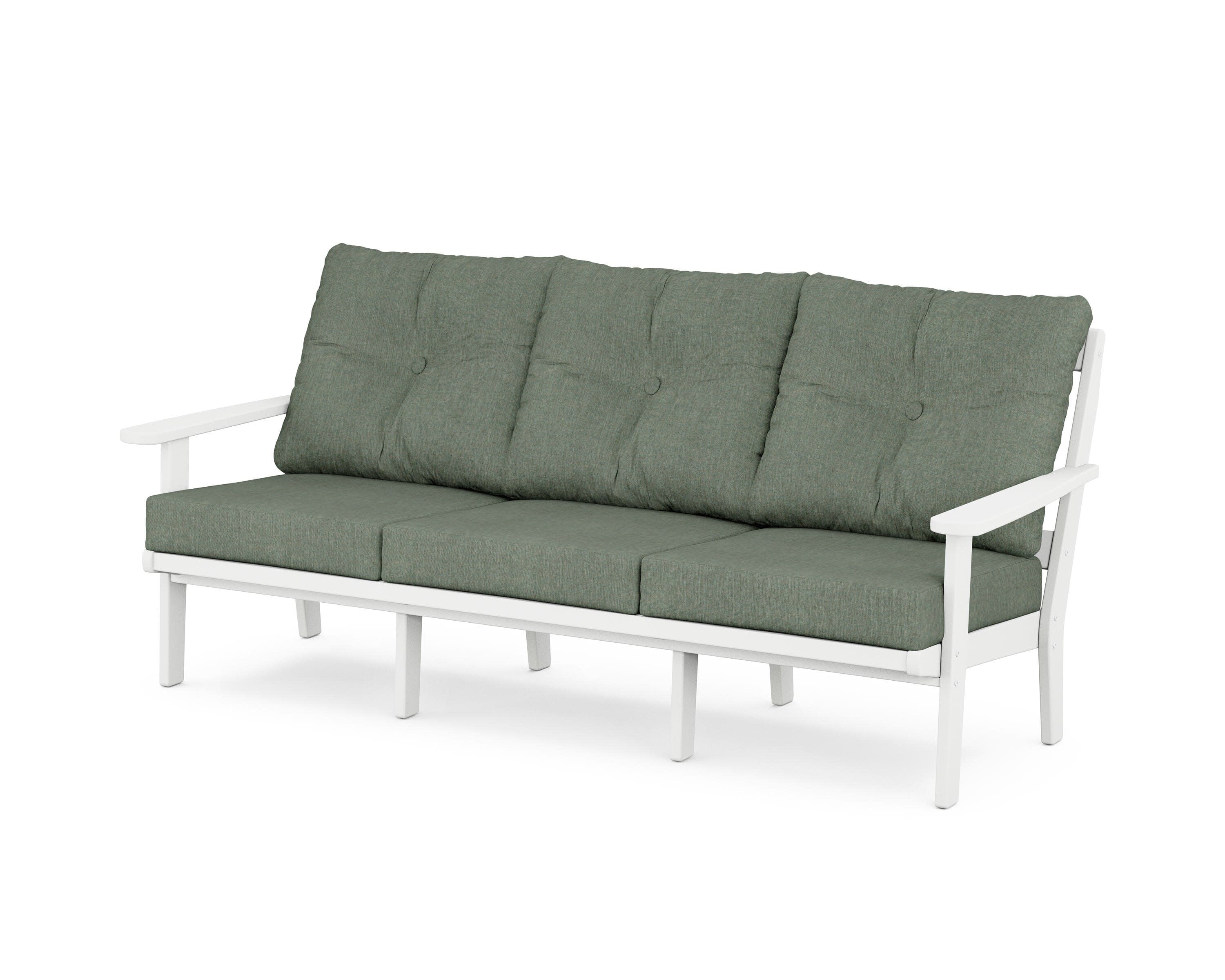 Cape Cod Deep Seating Sofa in Classic White / Cast Sage