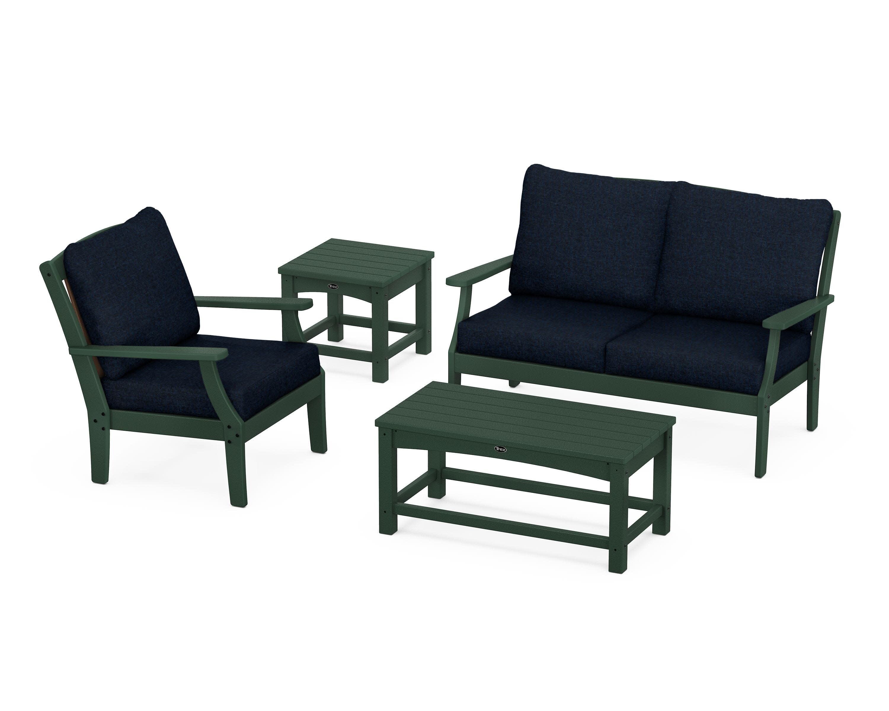 Yacht Club 4-Piece Deep Seating Set in Rainforest Canopy / Marine Indigo